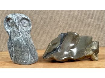 An unsigned soapstone owl 8”H