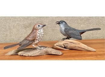 Two contemporary bird carvings,