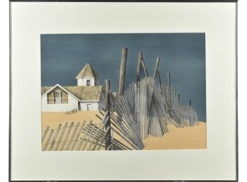 Lithograph house among sand dunes  3ab6be