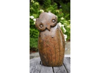 Brown stone carved owl signed 3ab72b