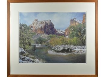 Large framed photograph, mountain