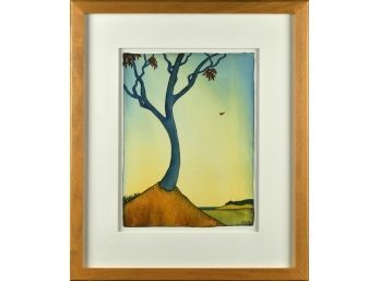 Watercolor of tree signed lower 3ab74b