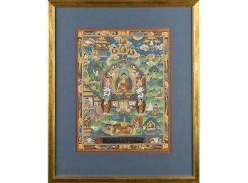 A signed contemporary thangka gouache 3ab761