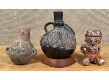 Three Mesoamerican pottery items;