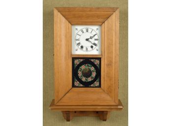 Wooden wall clock with plaque 3ab796