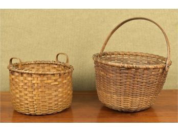 Two nice antique woven splint baskets,