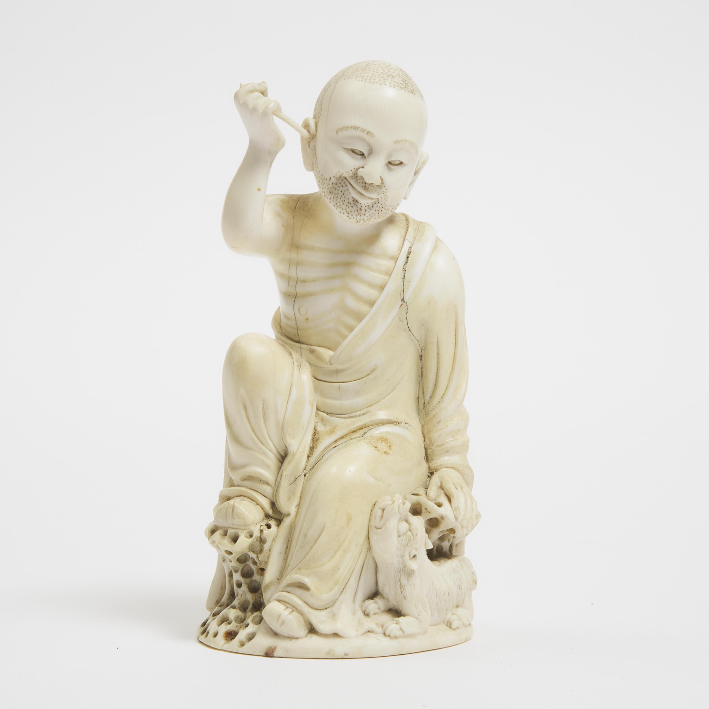 An Ivory Figure of a Luohan, Qing