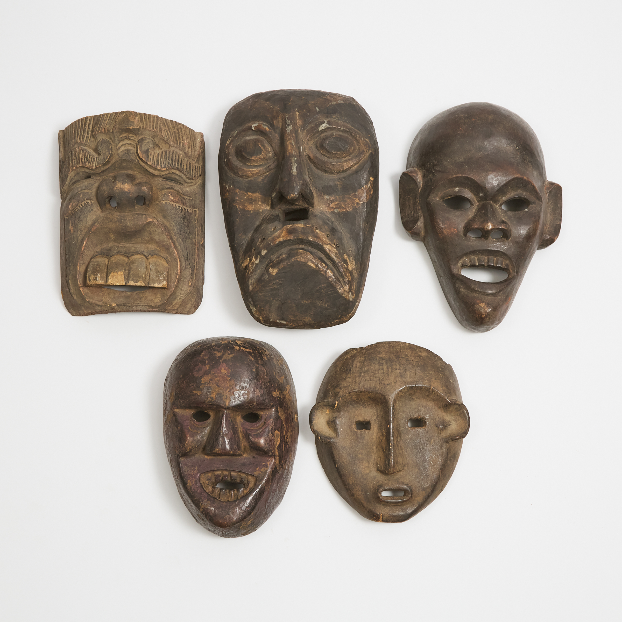 Group of Five Indonesian Masks,