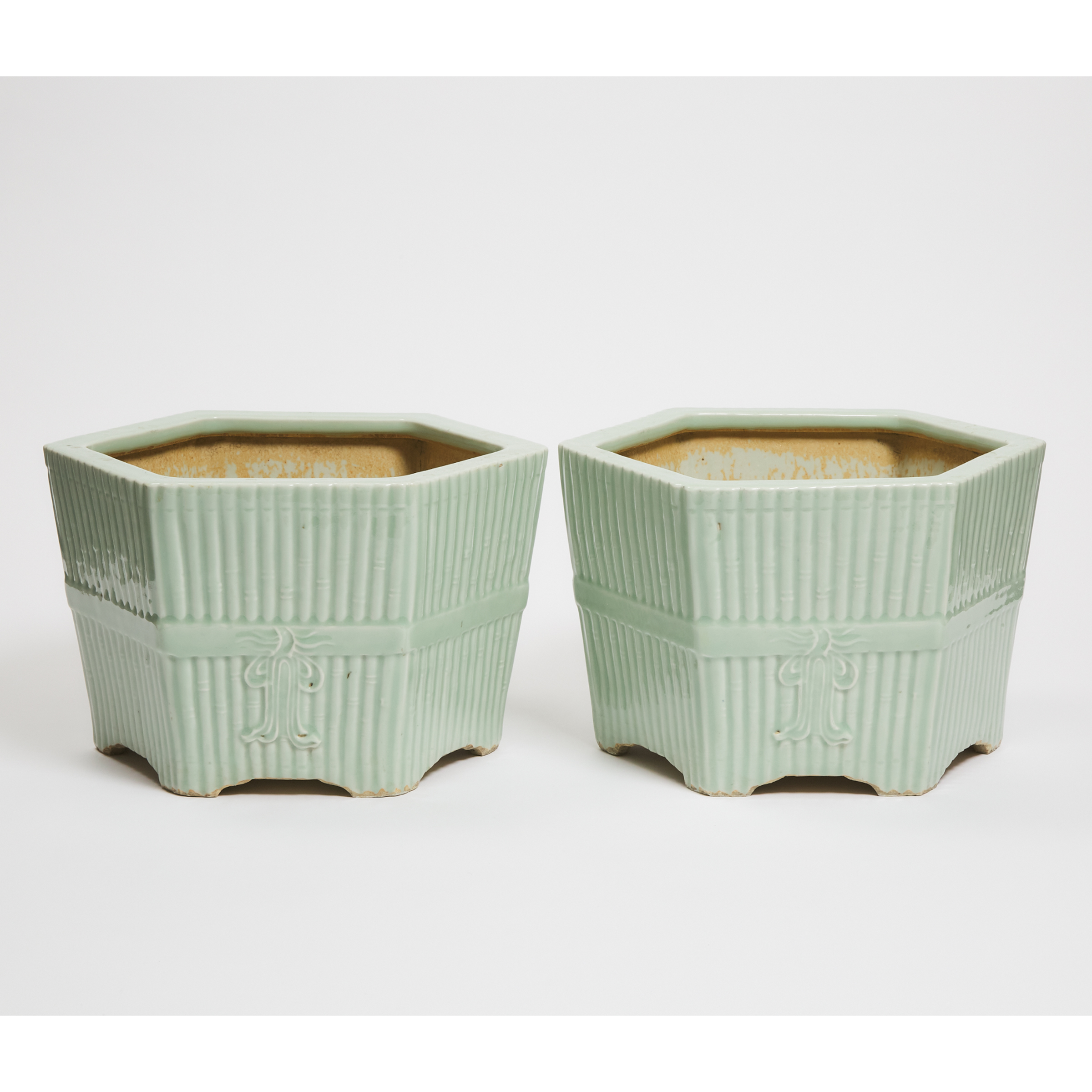 A Pair of Chinese Celadon-Glazed