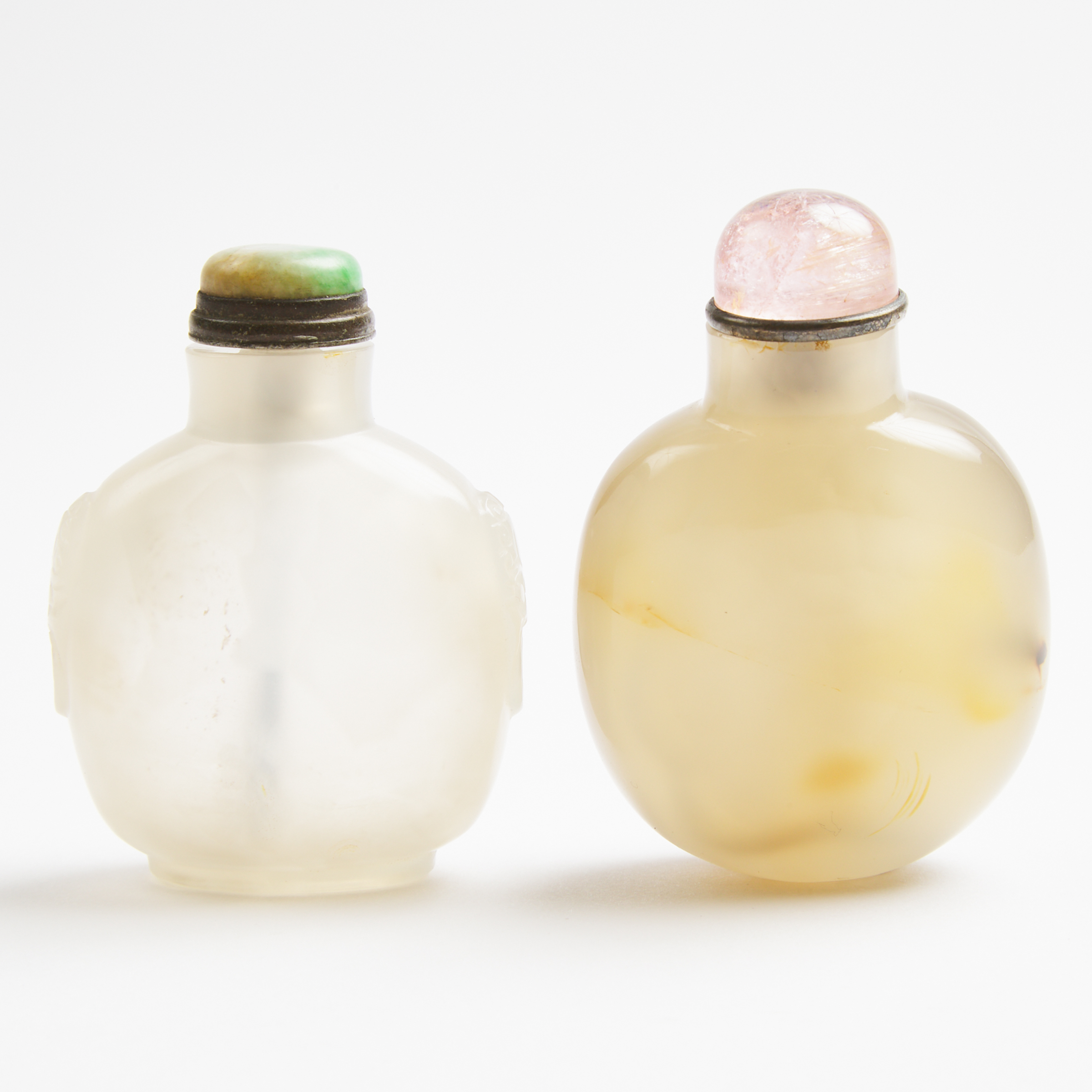 Two Agate Snuff Bottles, Late Qing
