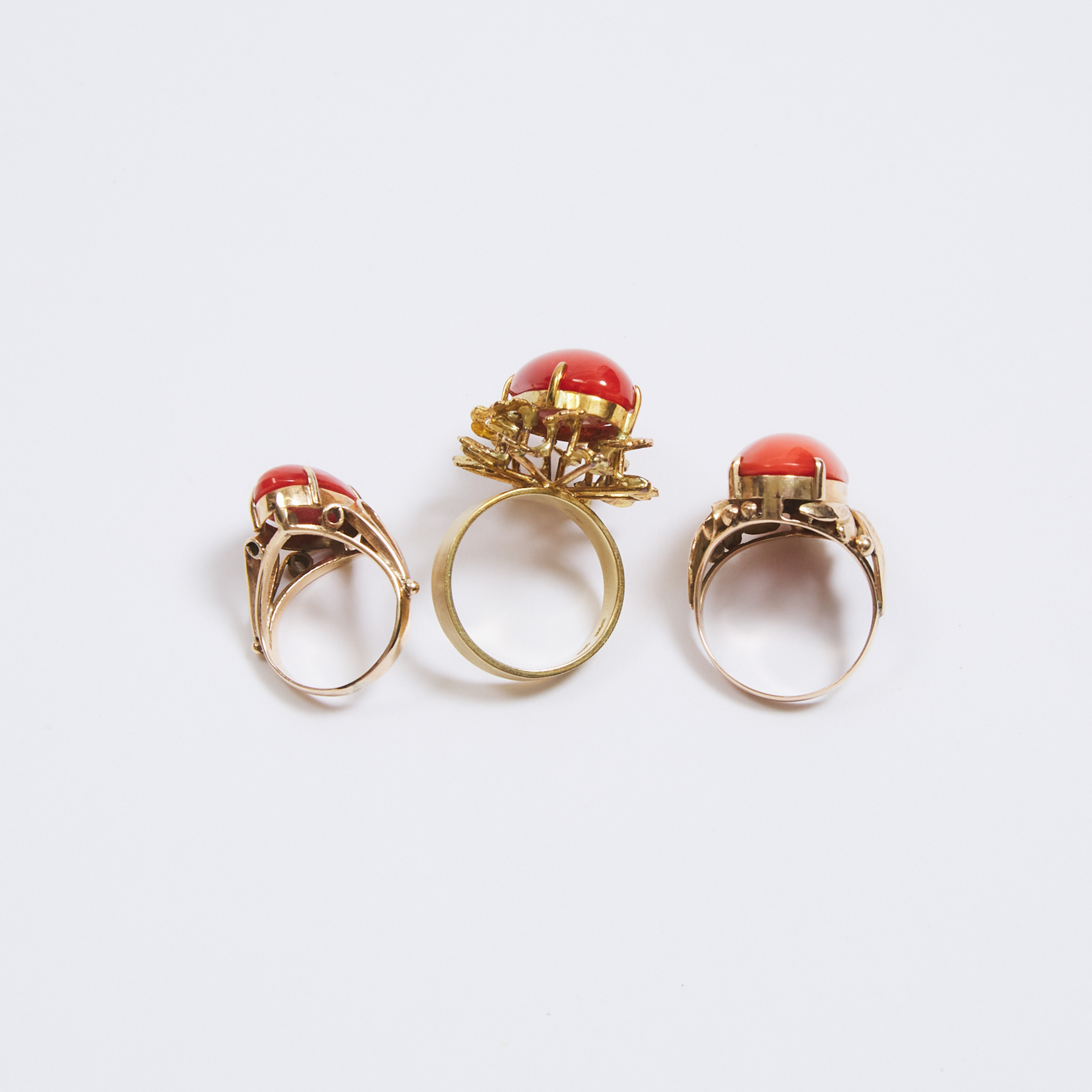 Three Taiwanese Momo Coral Rings  3ab8b6