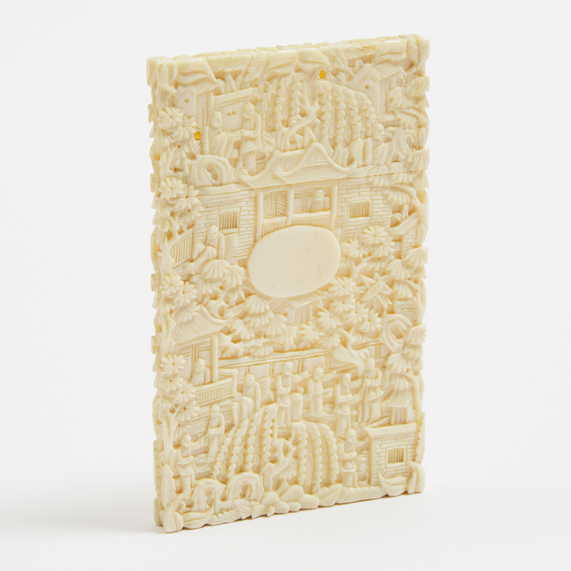 A Chinese Canton Carved Ivory Card