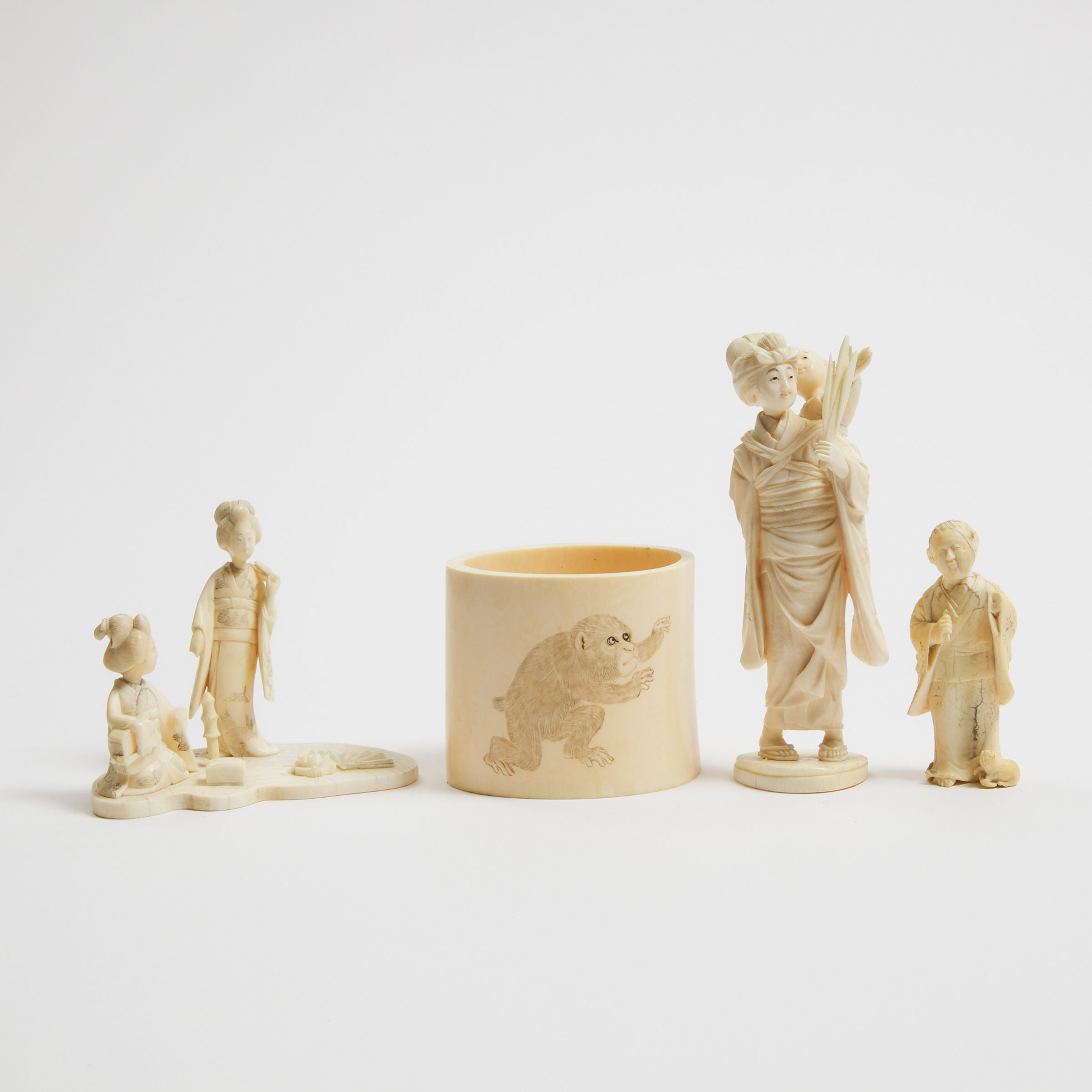 Four Japanese Ivory Carvings, Meiji