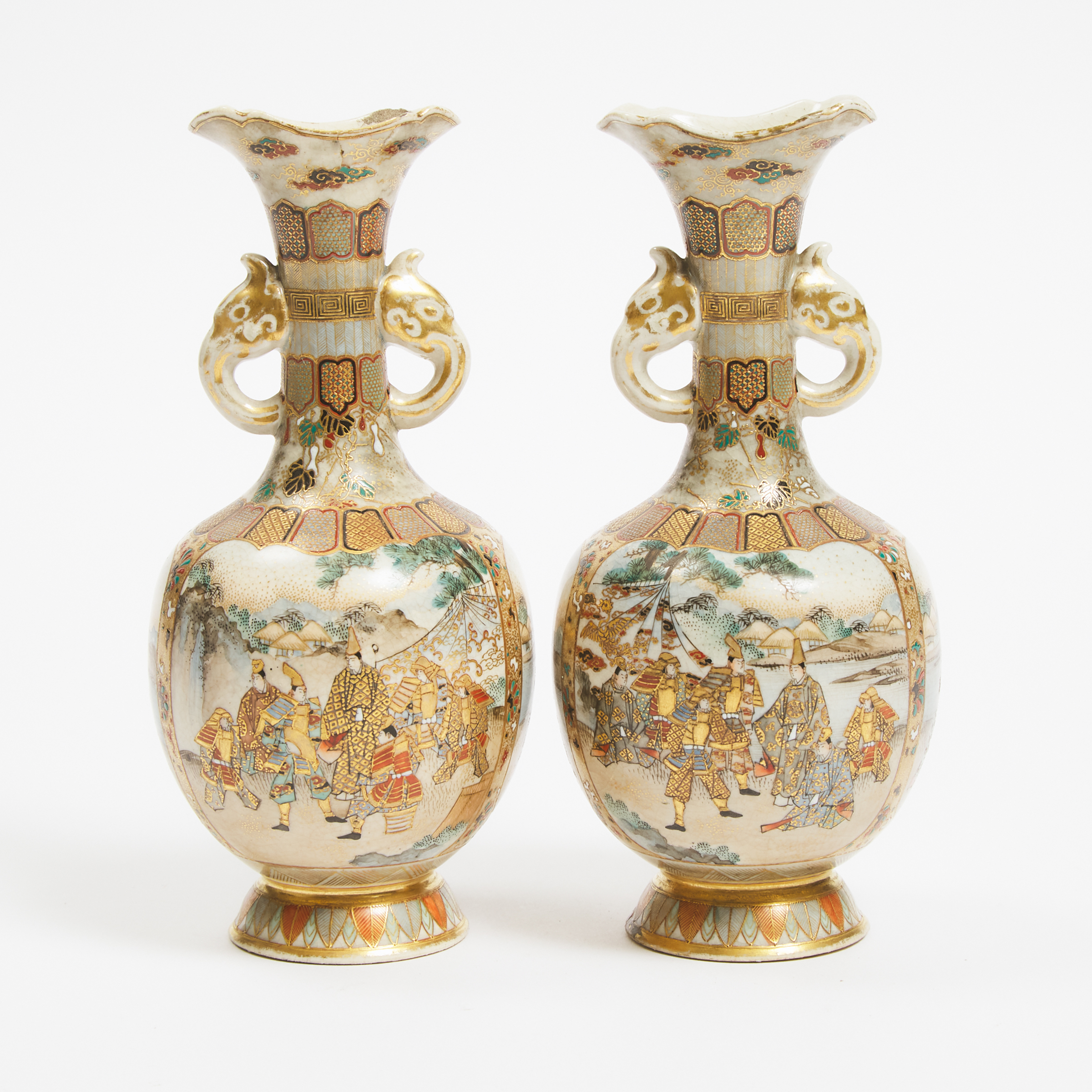 A Pair of Small Satsuma Figural  3ab95a