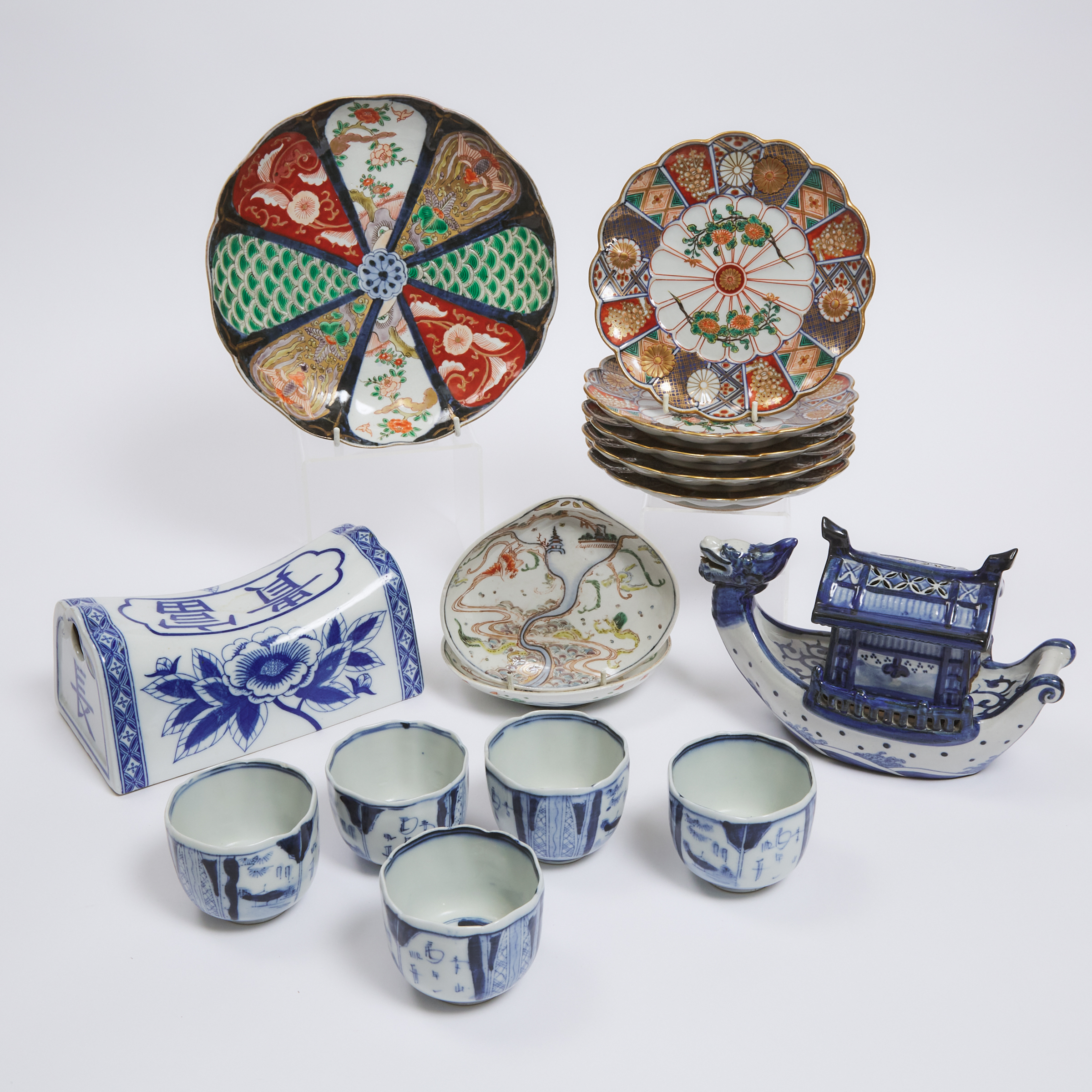 A Group of Fifteen Japanese Imari,