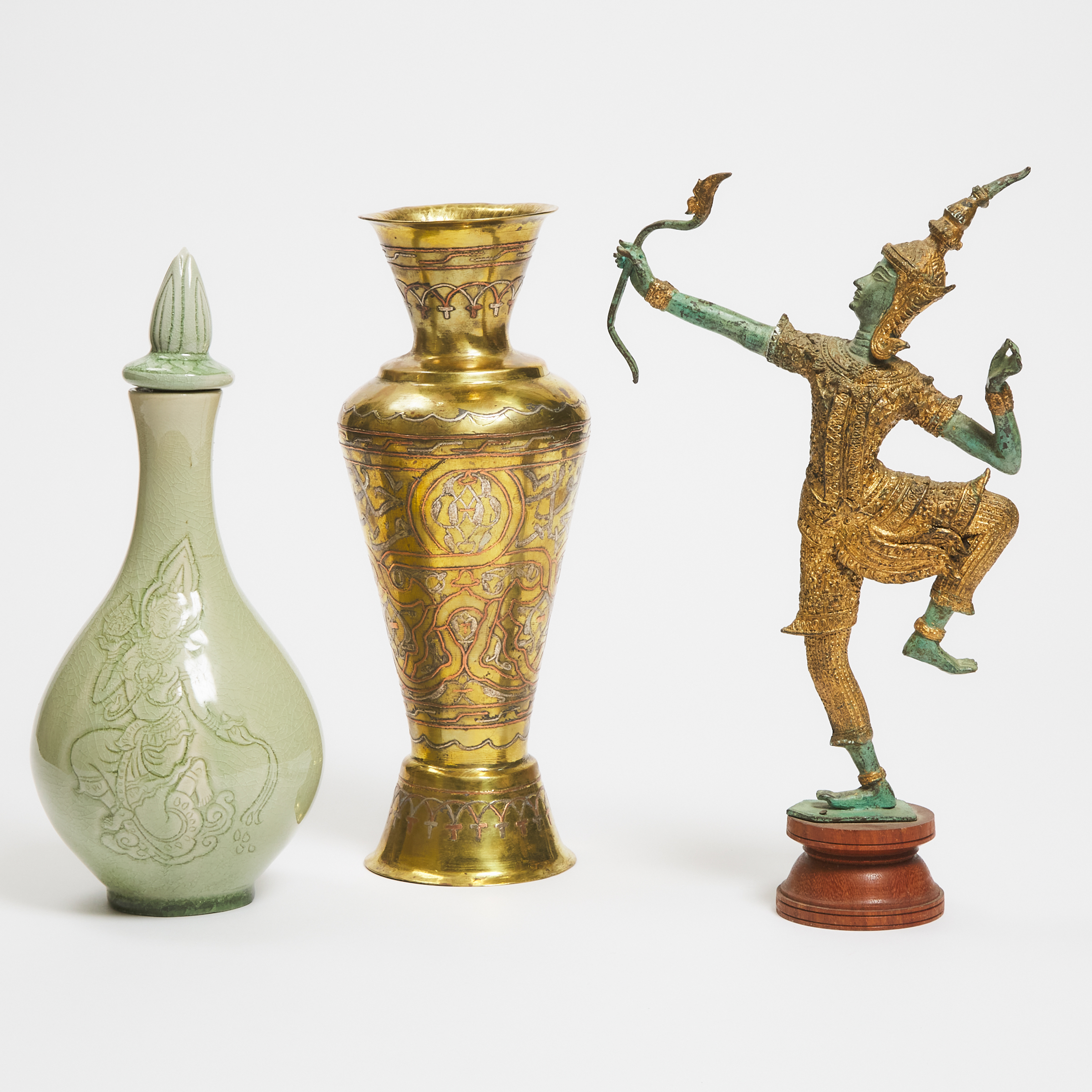 A Thai Celadon Vase and Stopper,