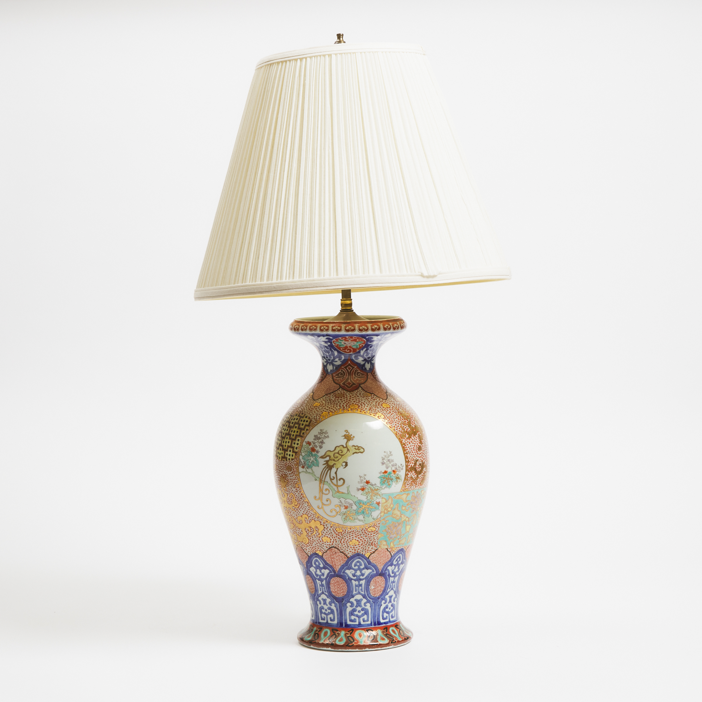 A Japanese Arita Vase Mounted as a Lamp,