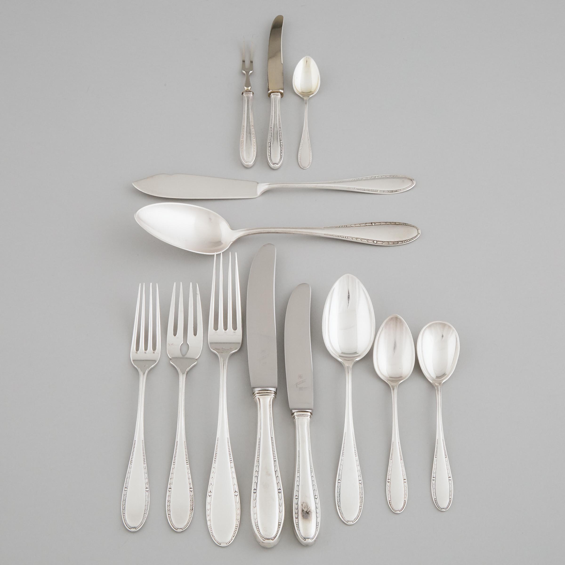 German Silver Flatware Service, 20th