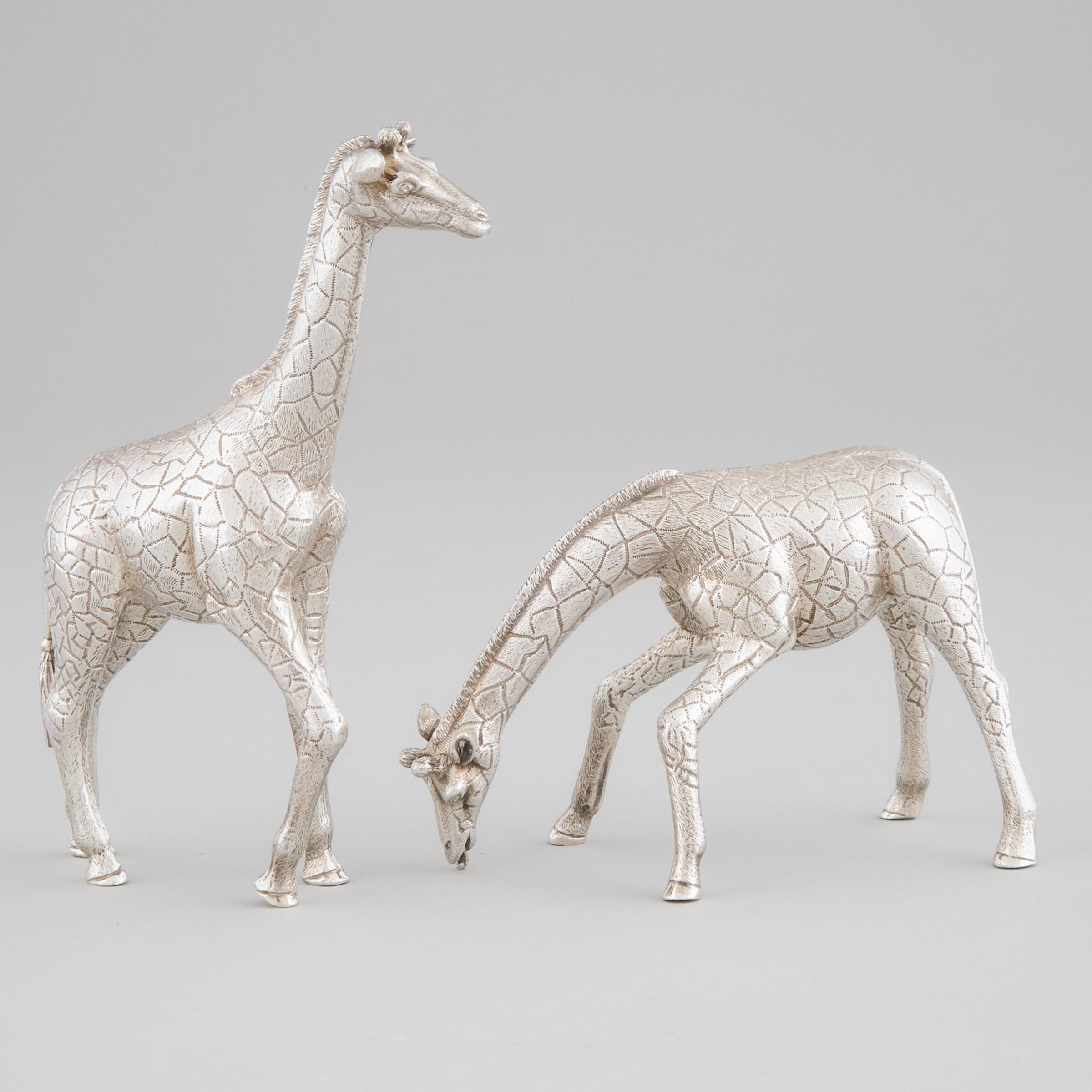 Two English Silver Models of Giraffes  3ab994