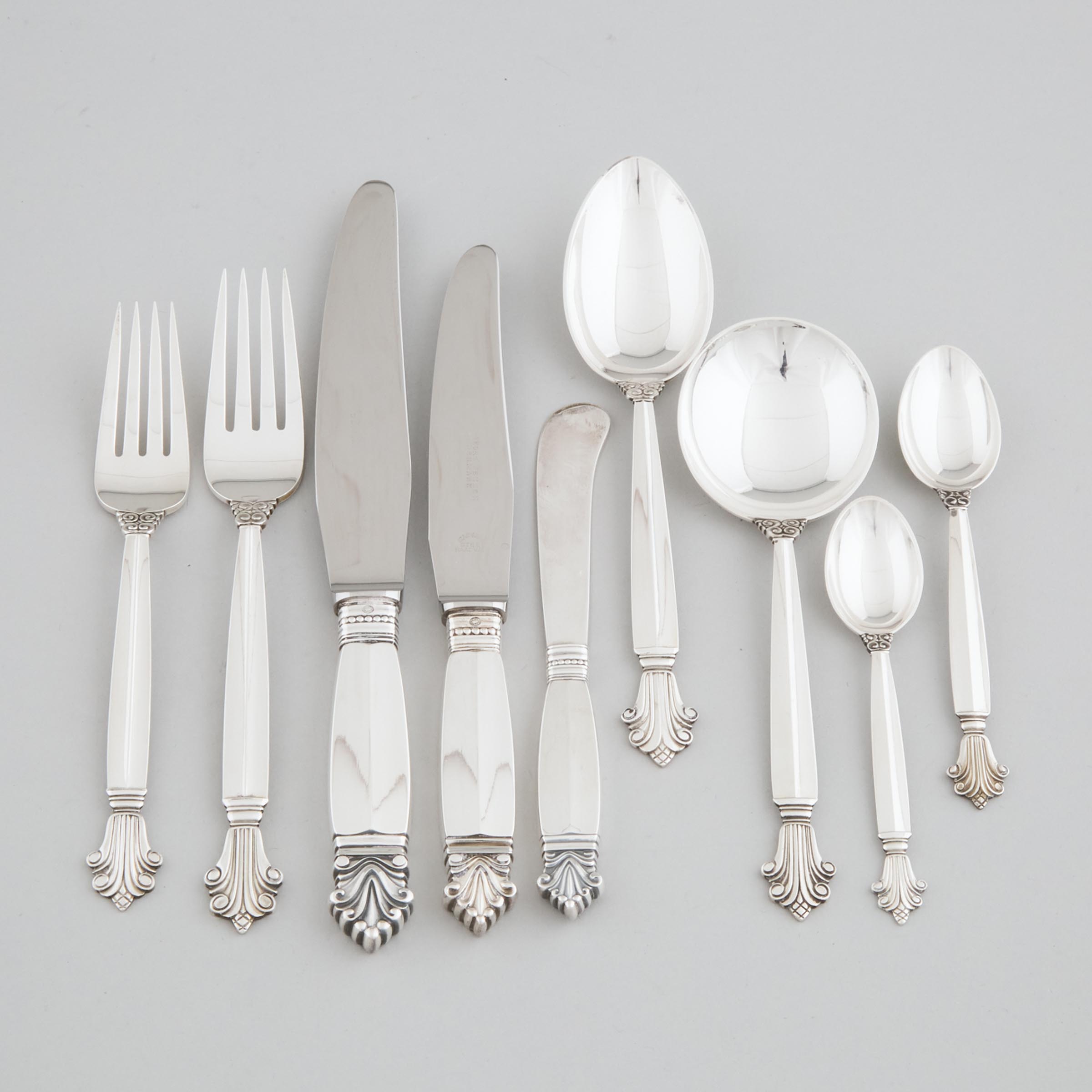 Danish Silver Acanthus Pattern Flatware