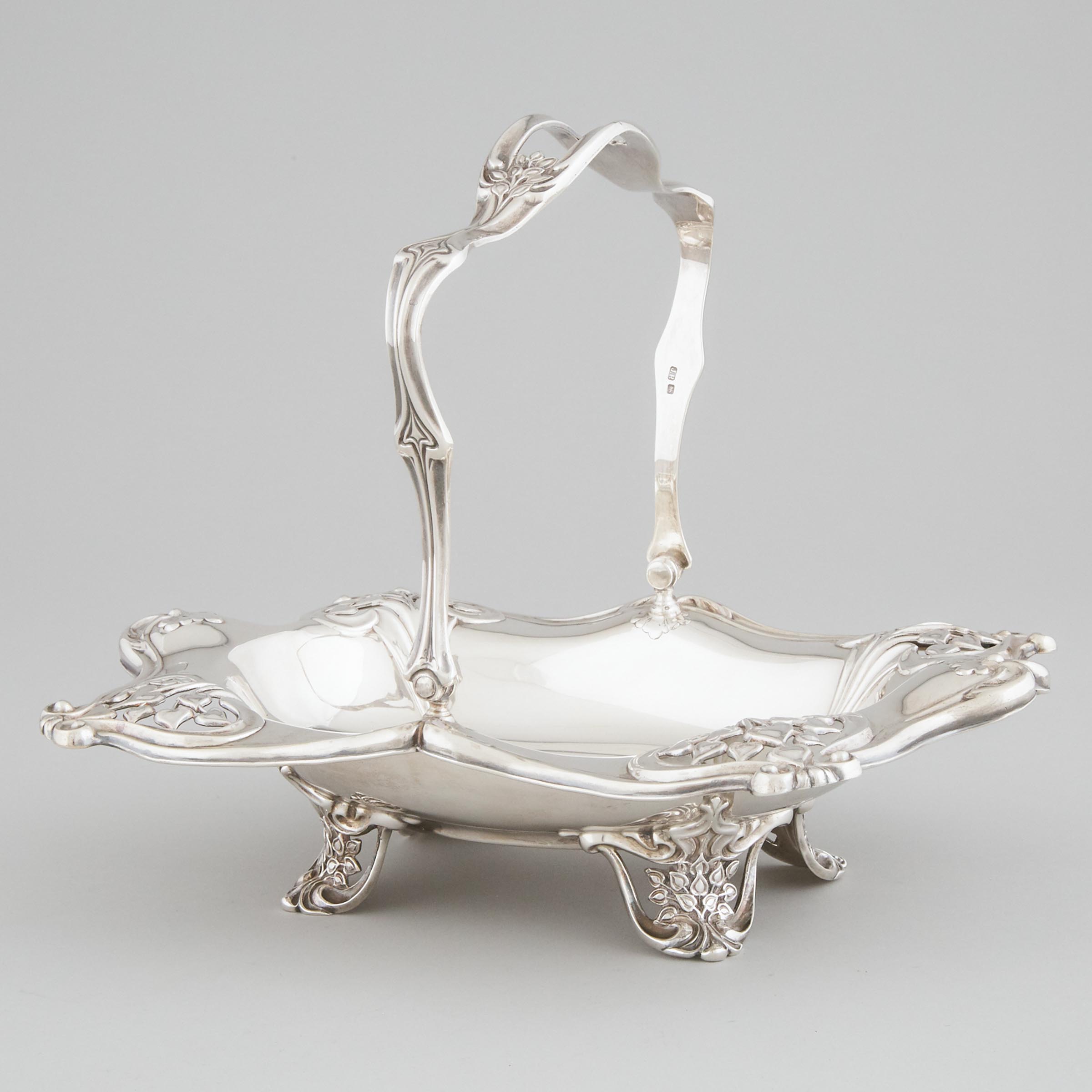 Edwardian Silver Oblong Cake Basket,