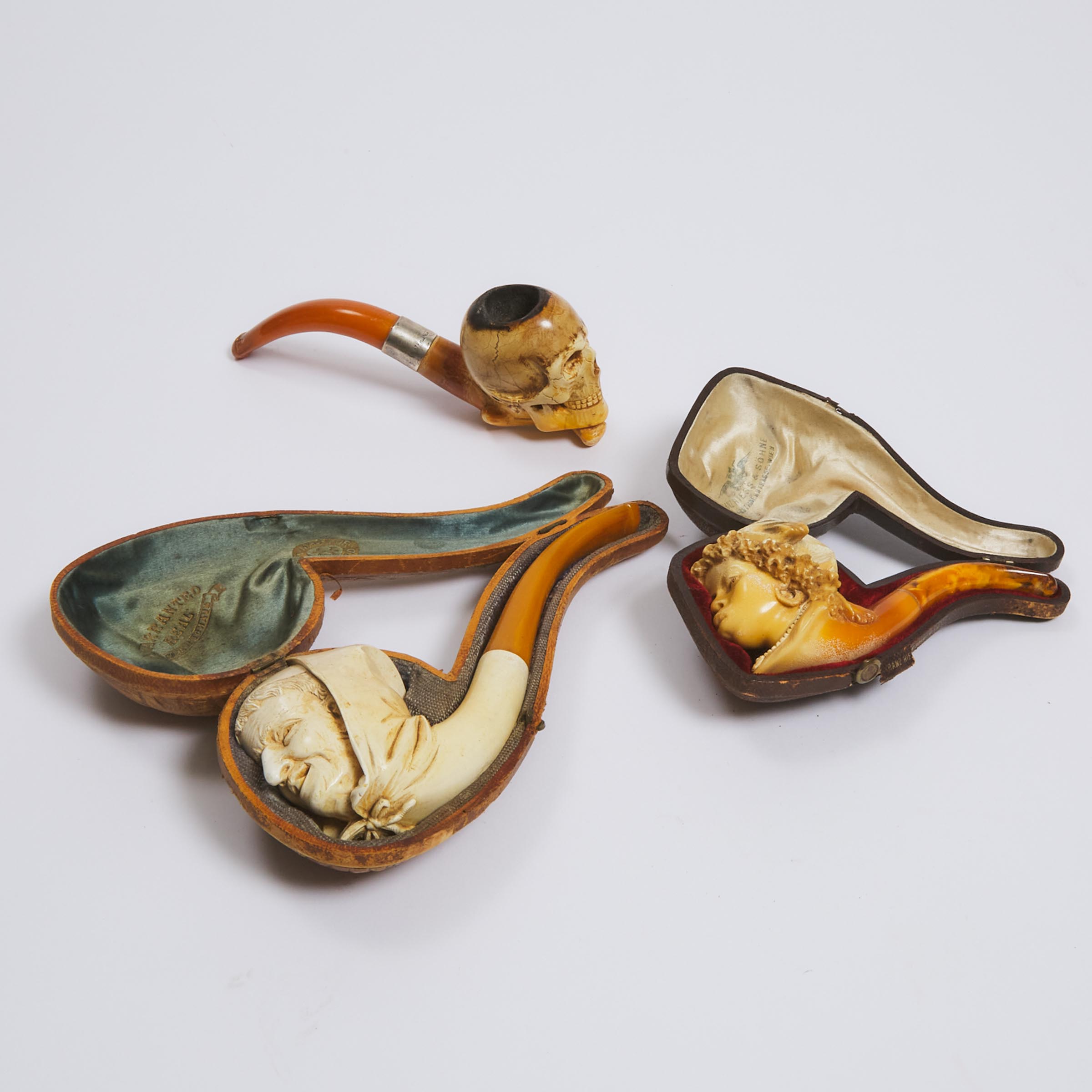 Three Meerschaum Character Pipes,