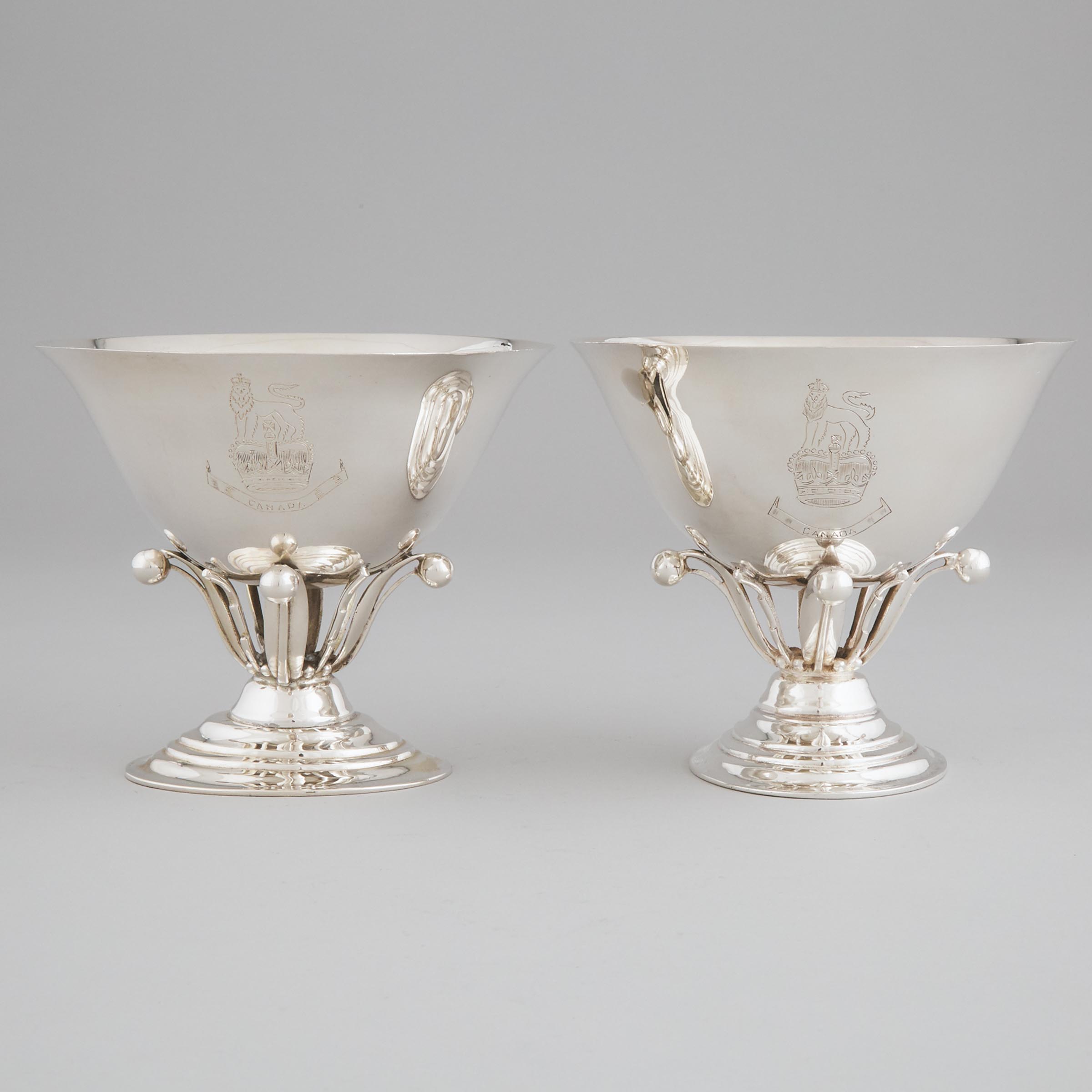 Pair of Indian Silver Pedestal-Footed