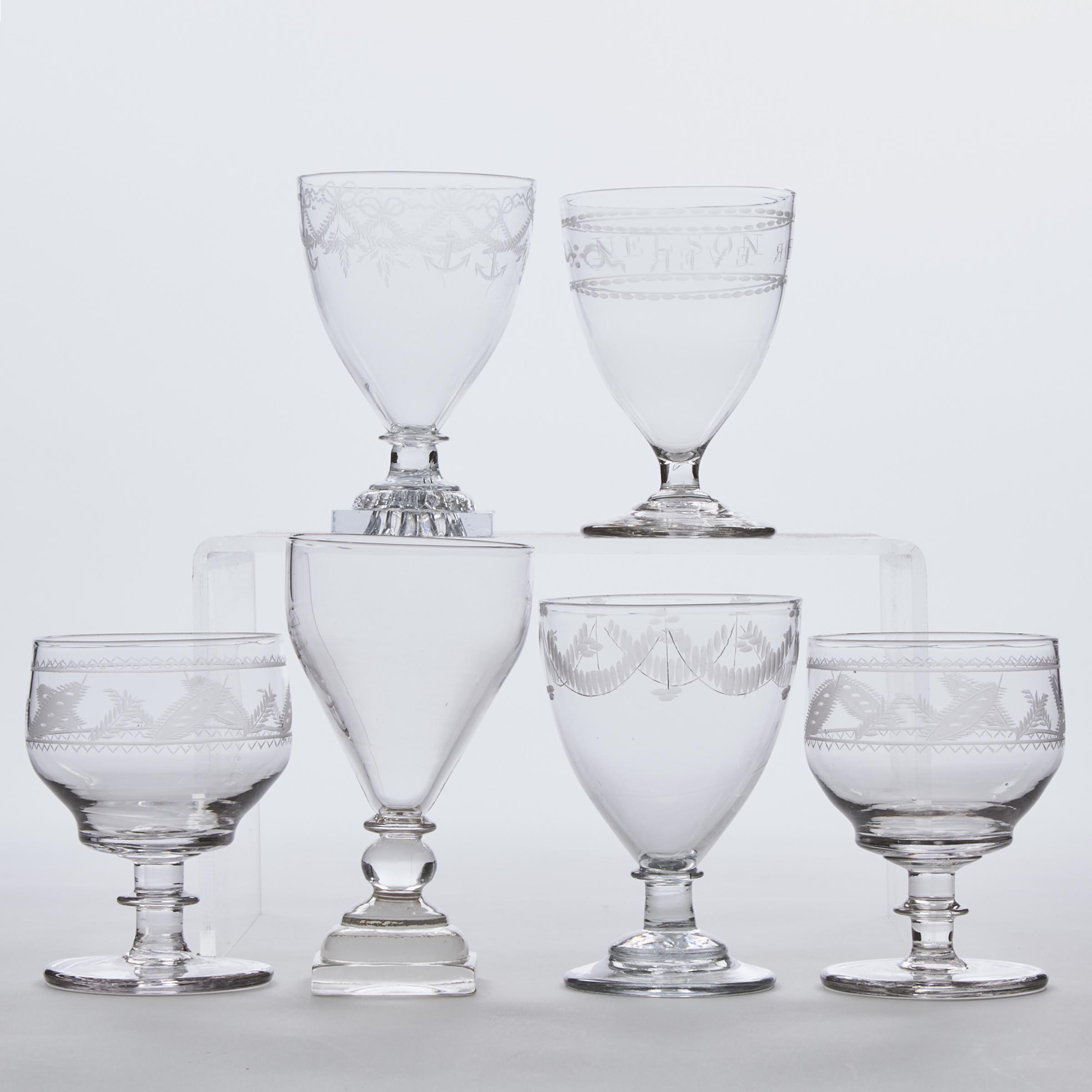 Six Various English Glass Rummers,