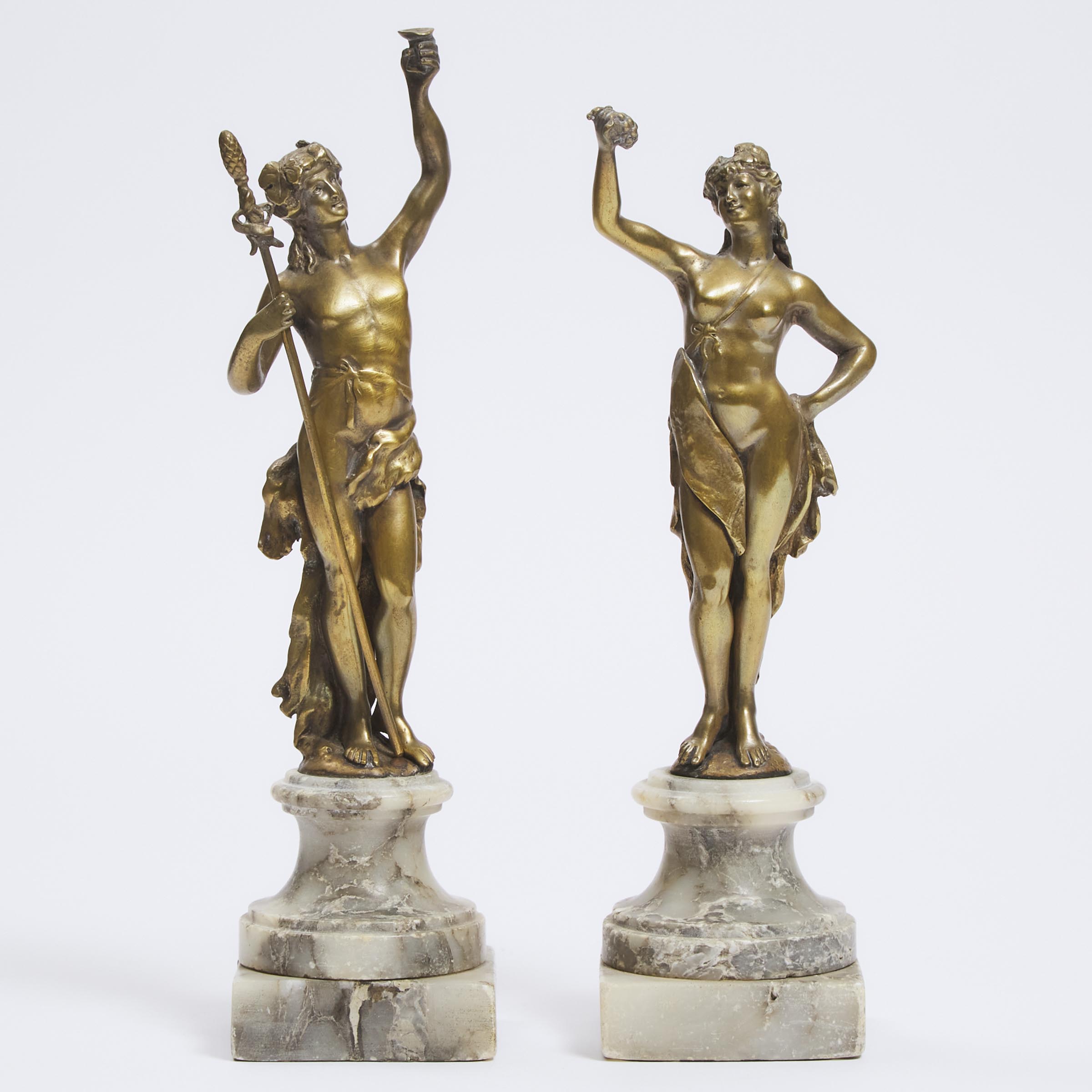 Pair of Italian Gilt Bronze Bacchanalian