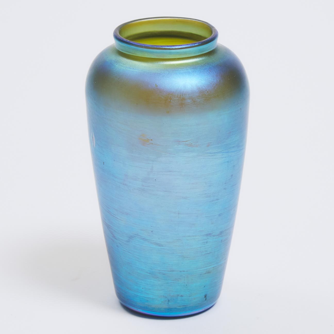 Small Quezal Iridescent Blue Glass