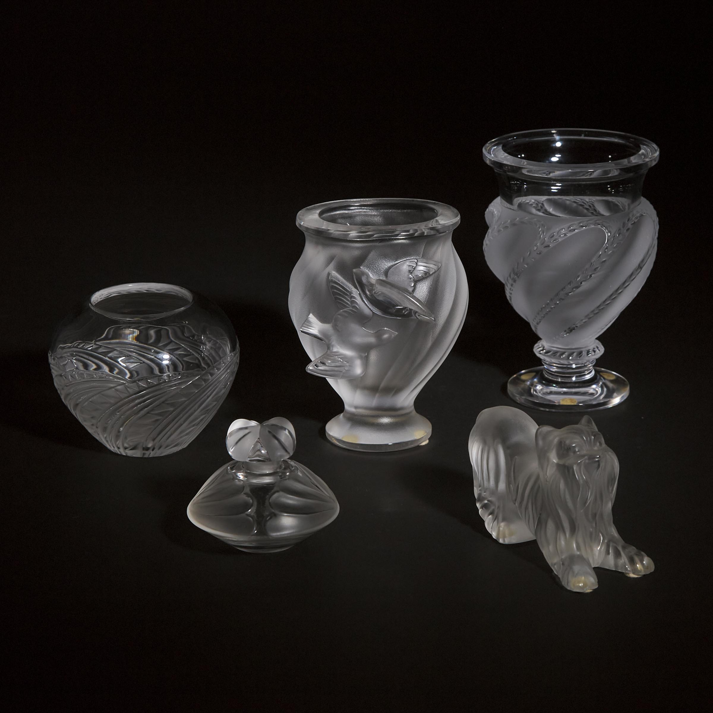 Group of Lalique Moulded and Frosted