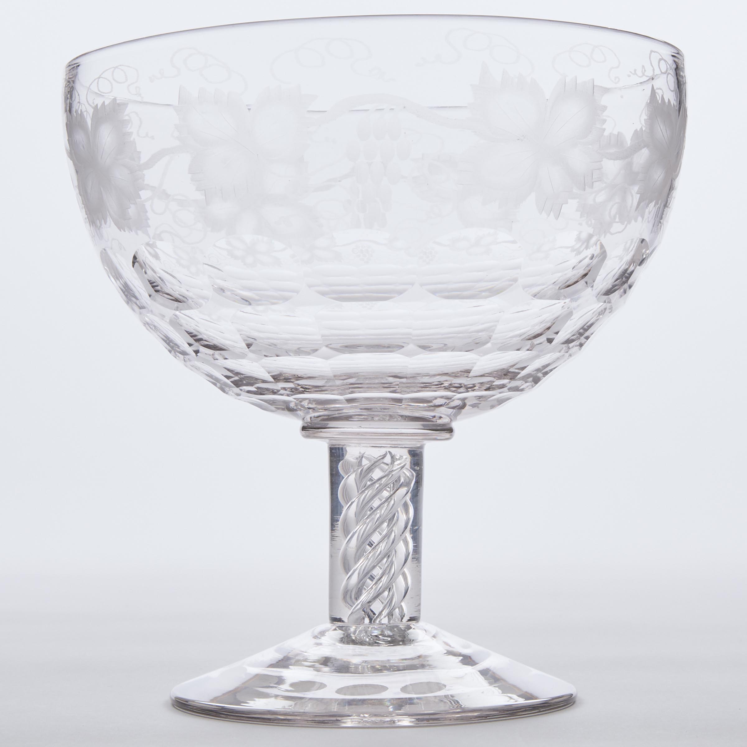Continental Cut and Etched Glass Pedestal