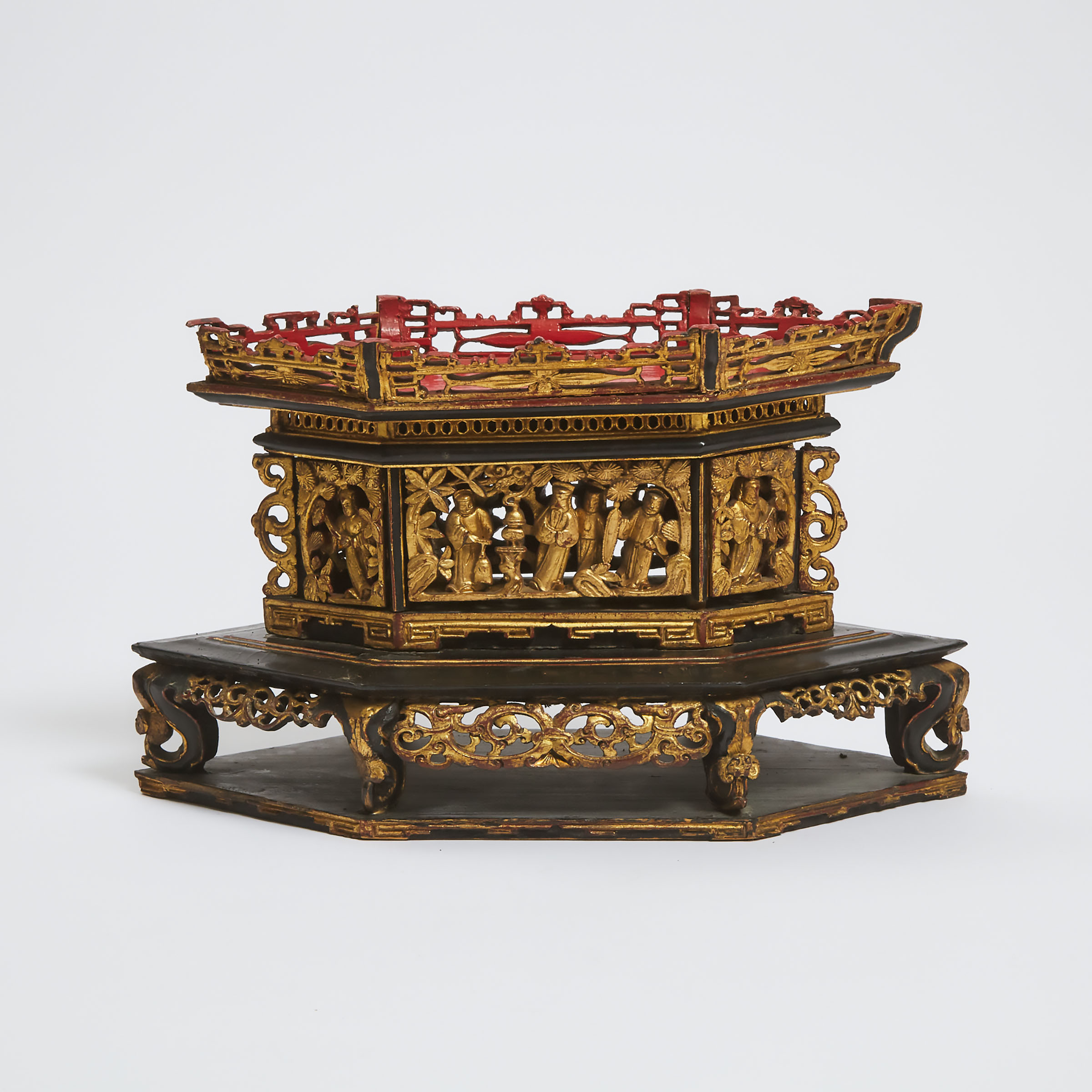 A Chinese Gilt and Black Lacquered