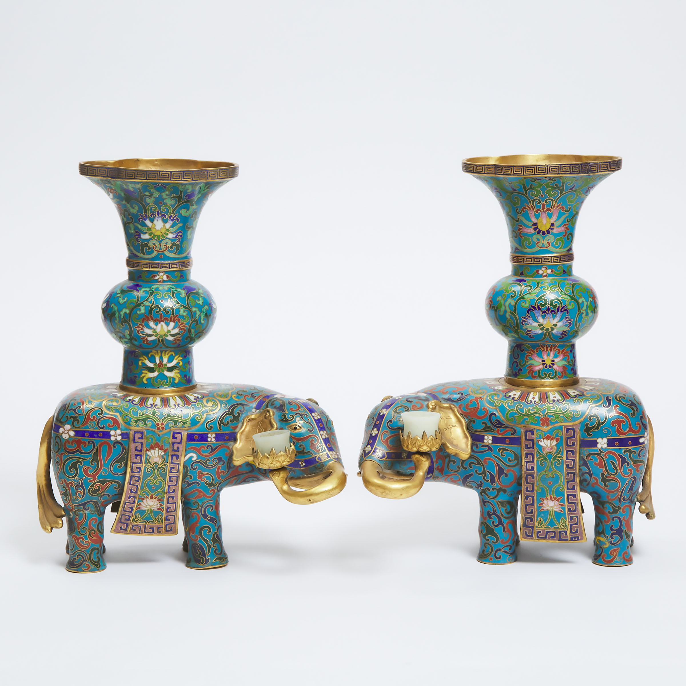 A Pair of Cloisonn Enamel Elephants 3abbc2