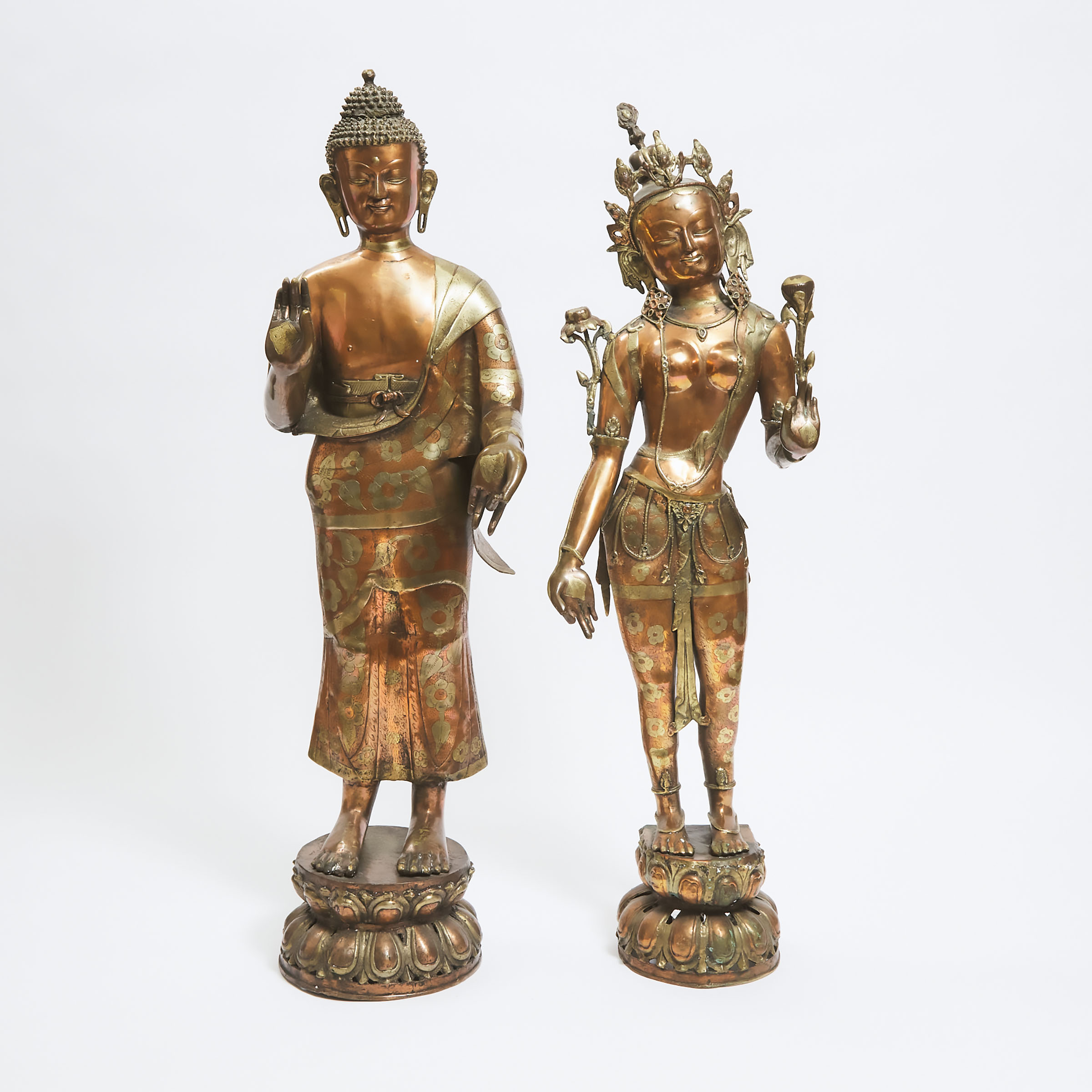 Two Massive Nepalese Brass Standing