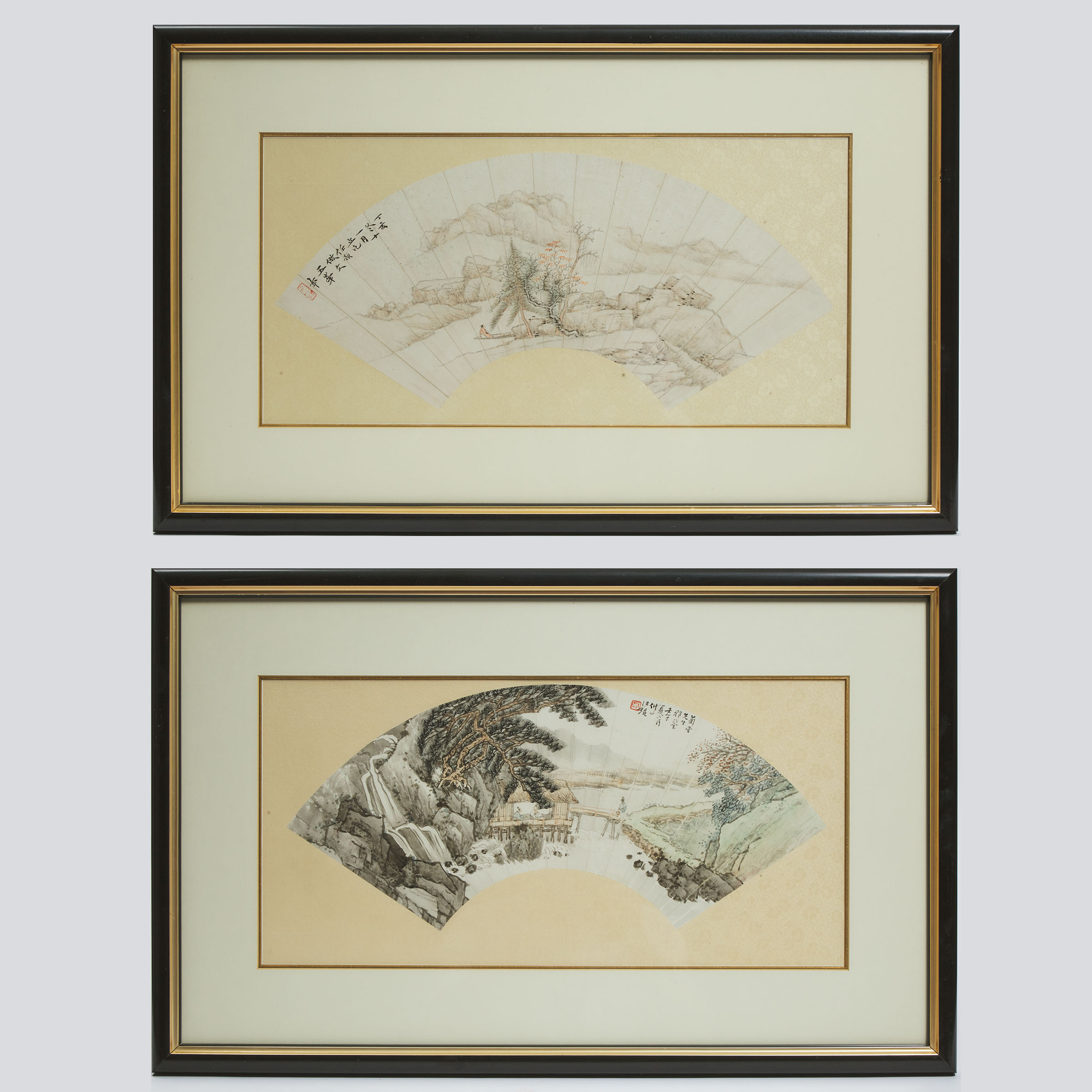 Two Chinese Fan Paintings Late 3abbdd