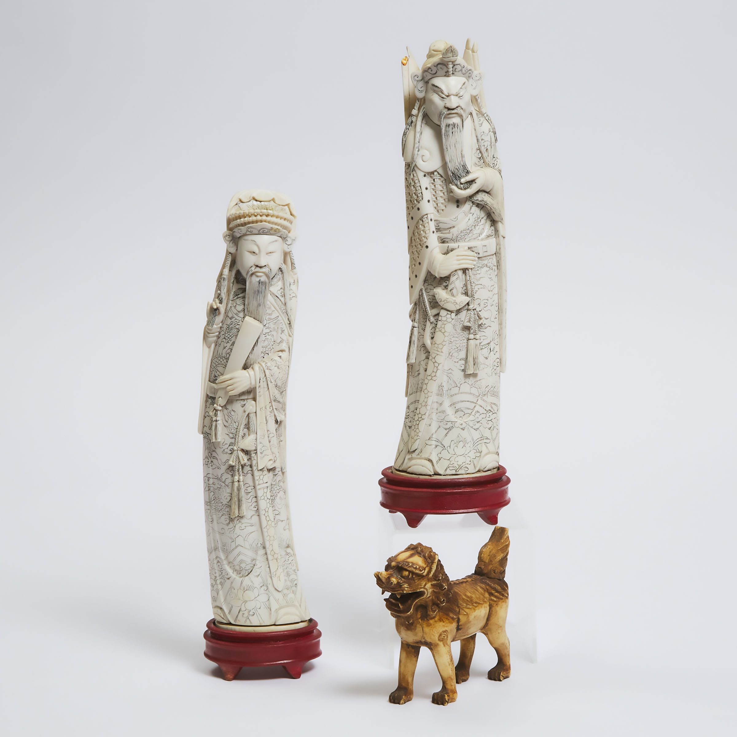 A Pair of Ivory Figures of a General