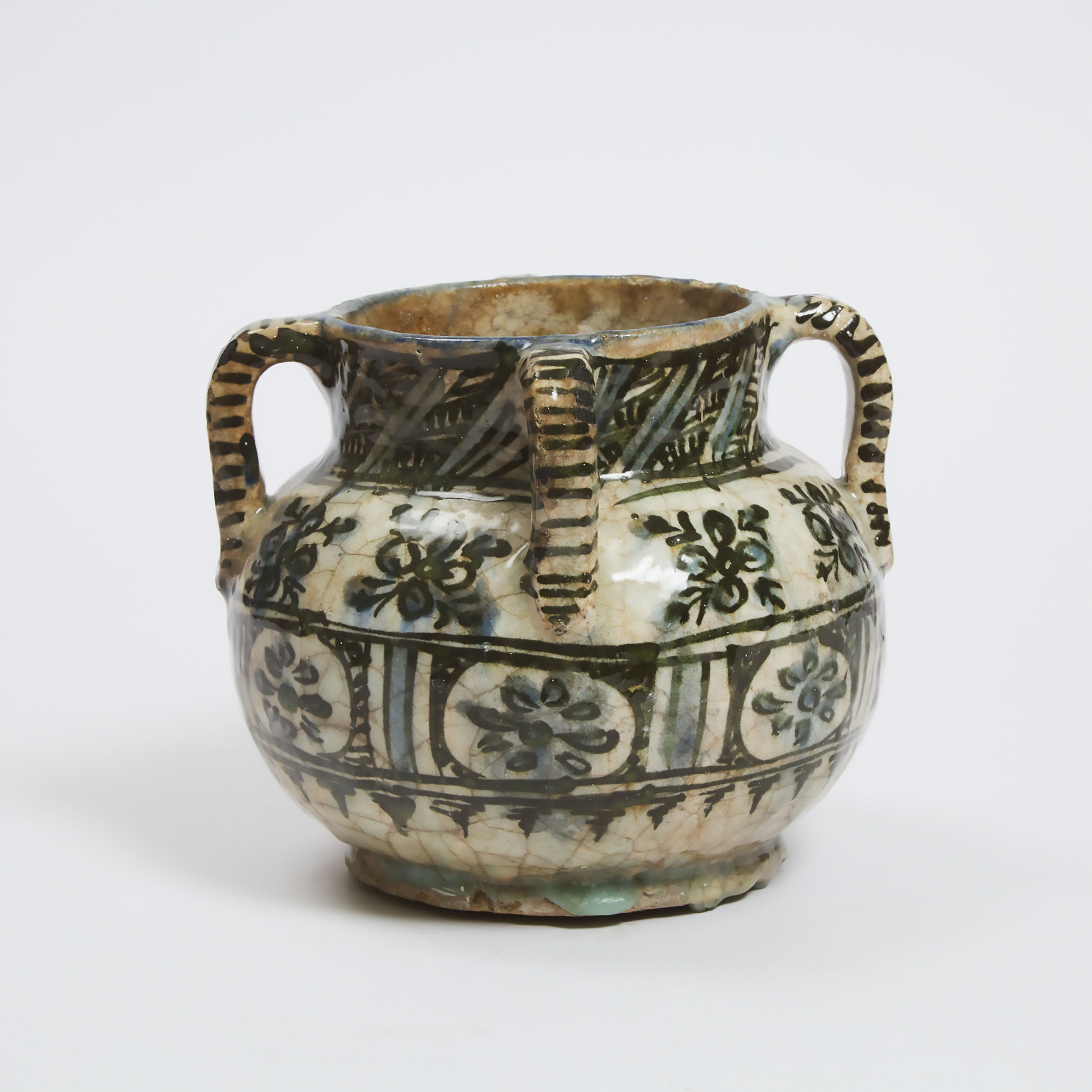 A Blue and White Jar with Four Handles,