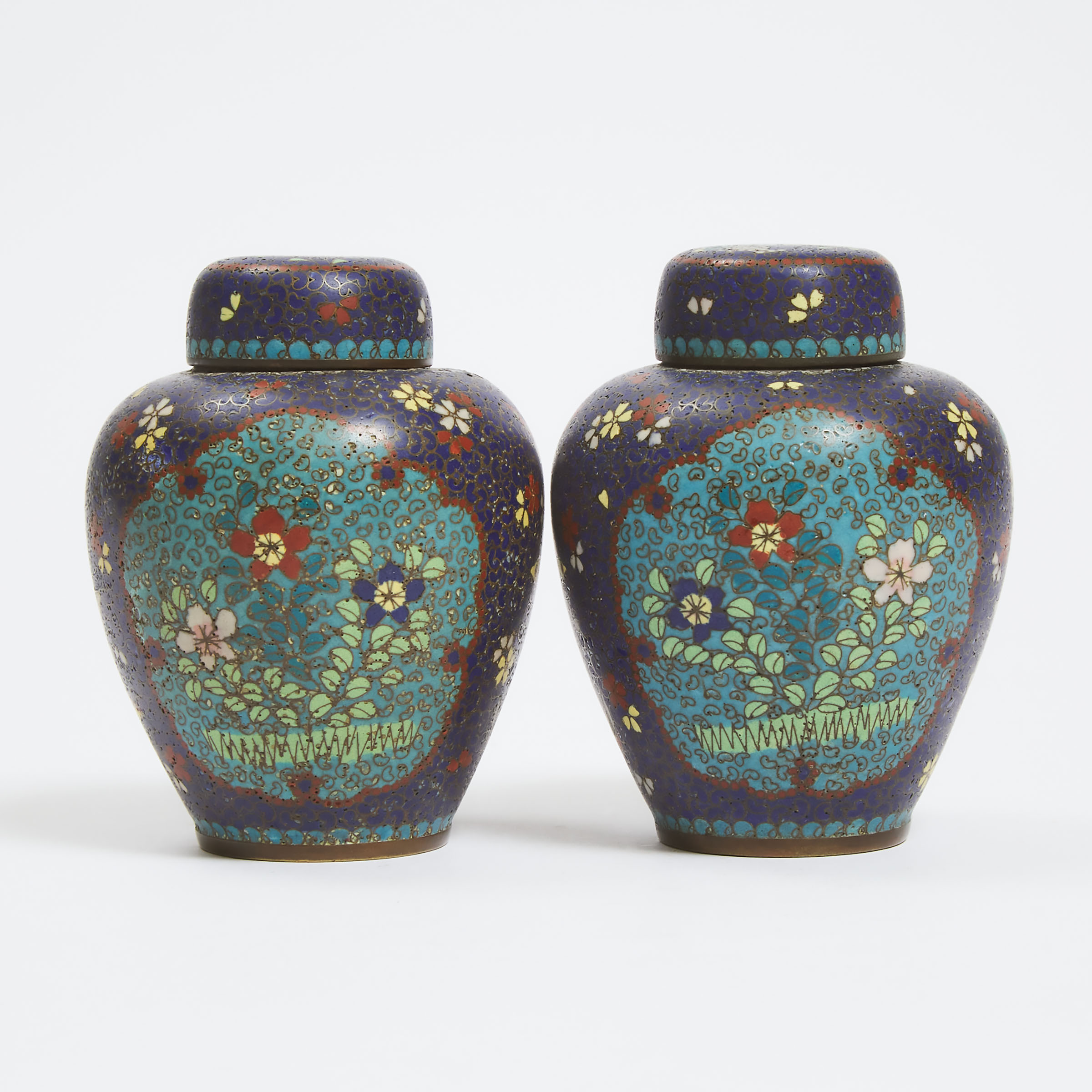 A Pair of Chinese Cloisonné Lidded