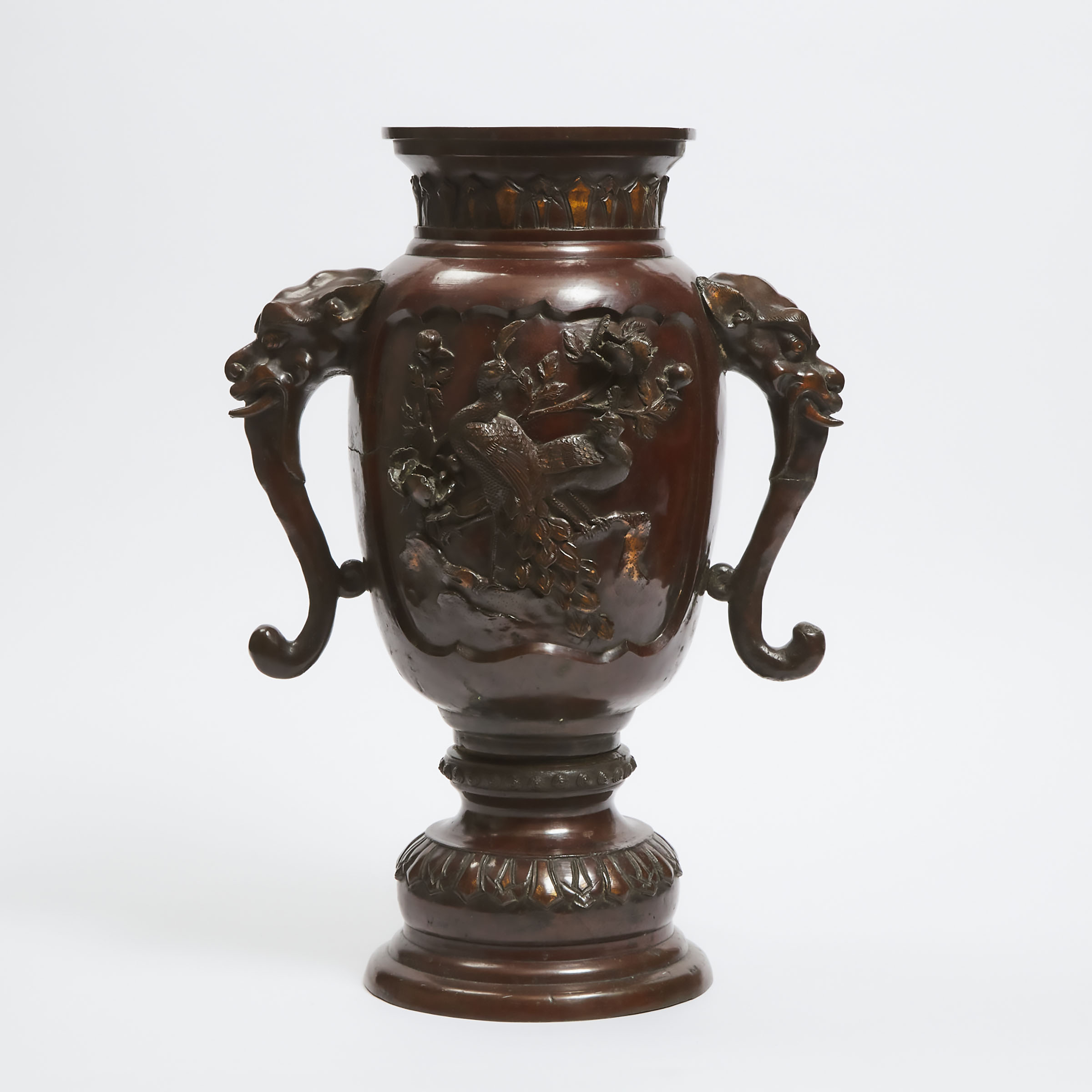 A Japanese Bronze Vase, Meiji Period,