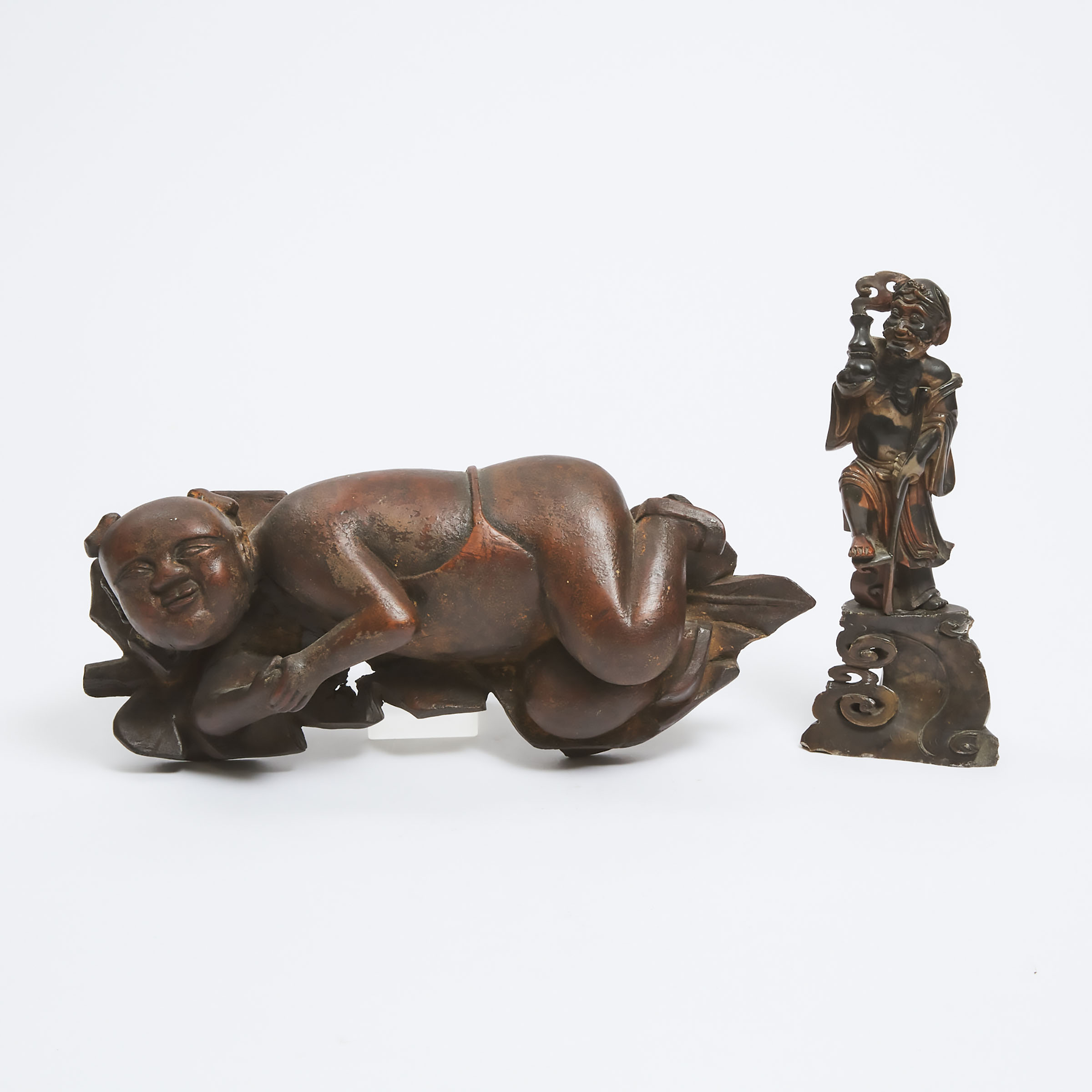 A Chinese Wood Boy-Form Pillow,