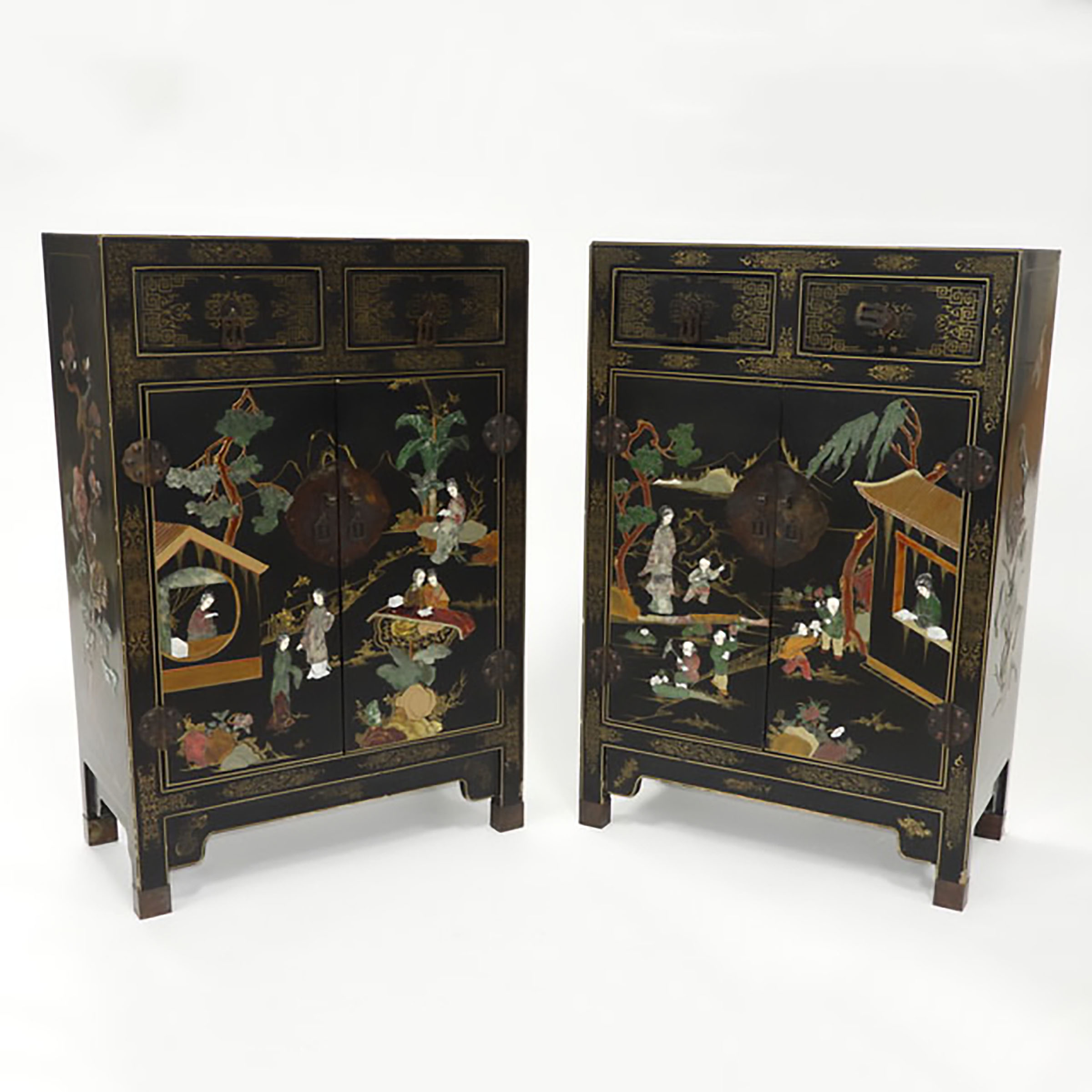 A Pair of Chinese Hardstone Inlaid 3abca2