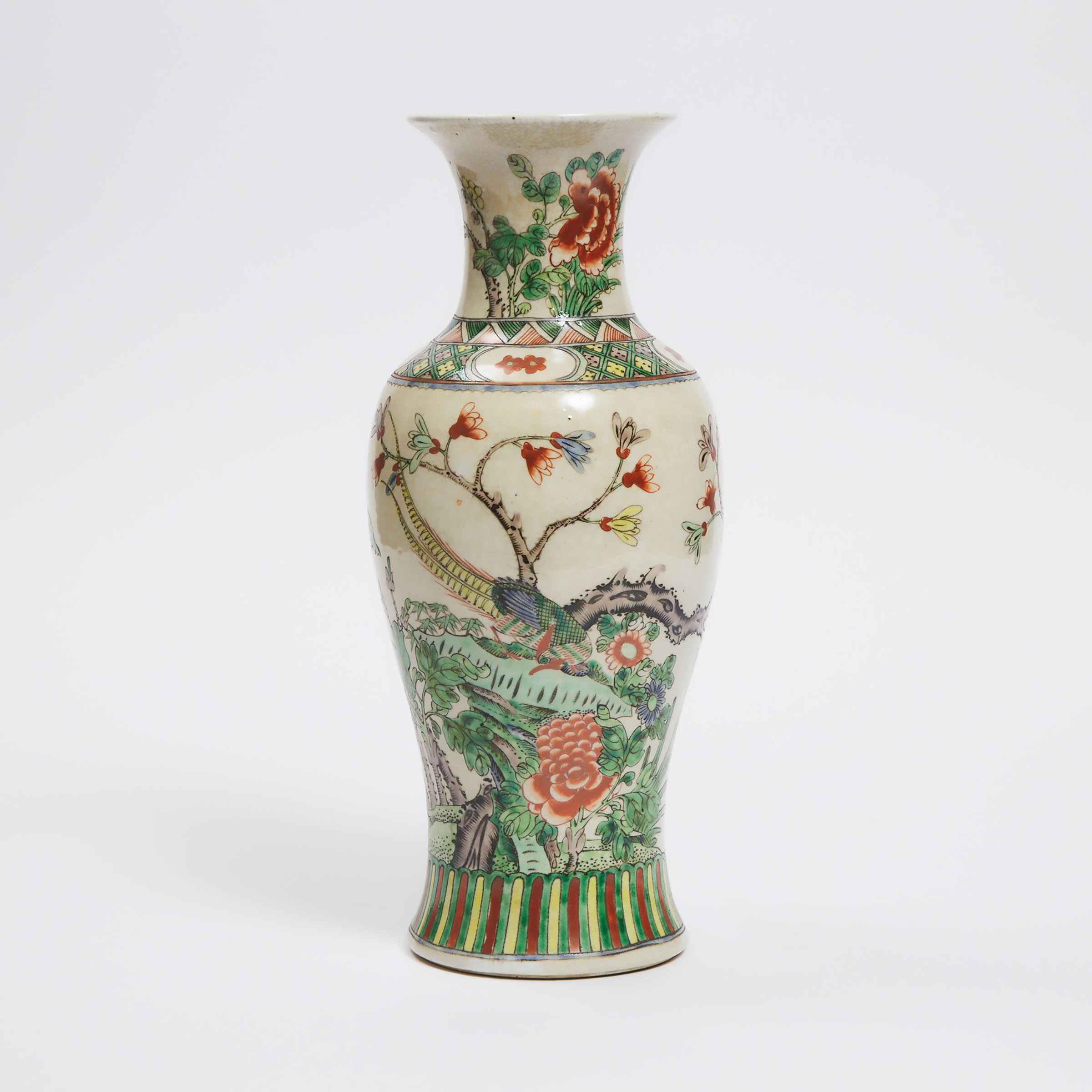 A Chinese Polychrome Enameled Crackled