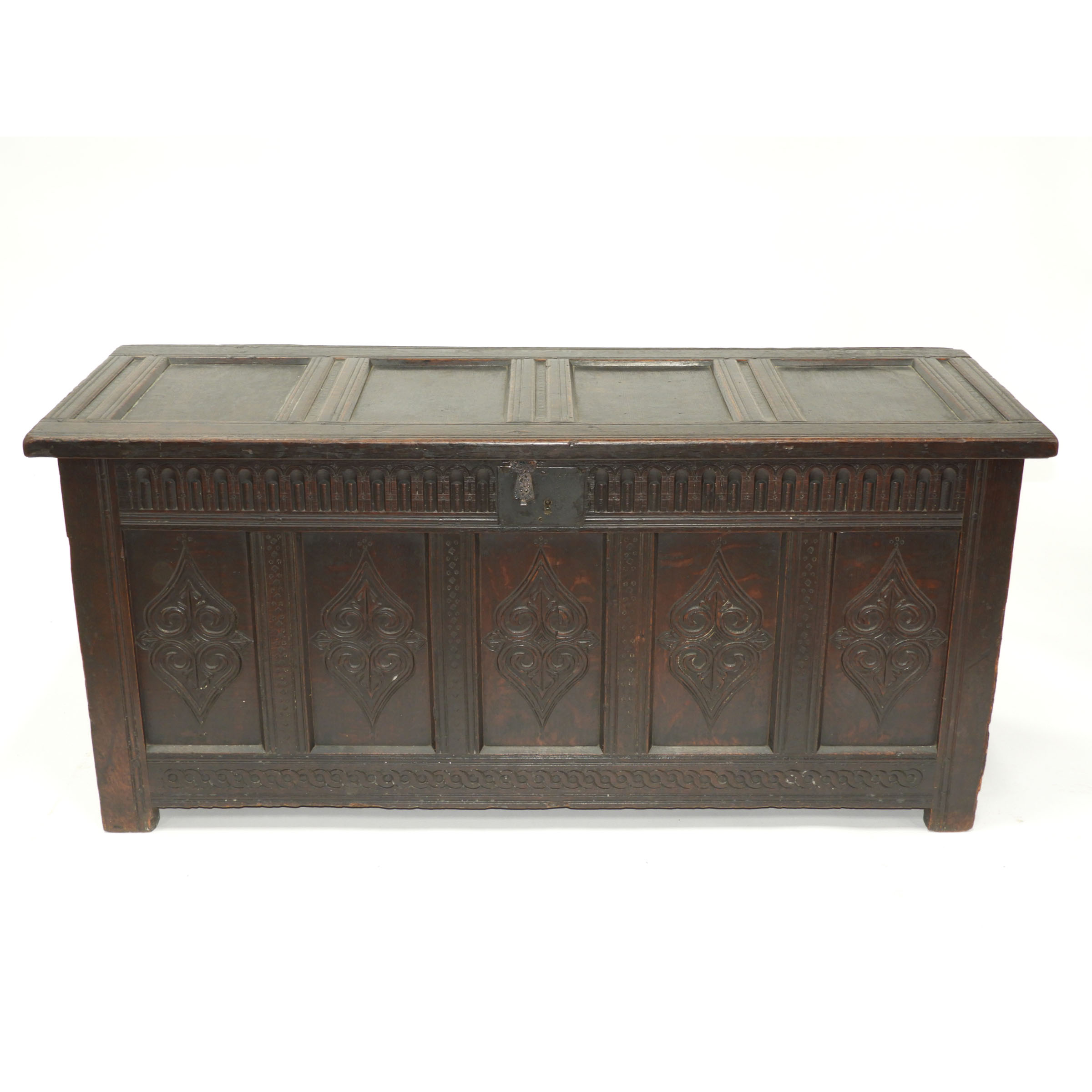 English Joined Oak Chest, 17th