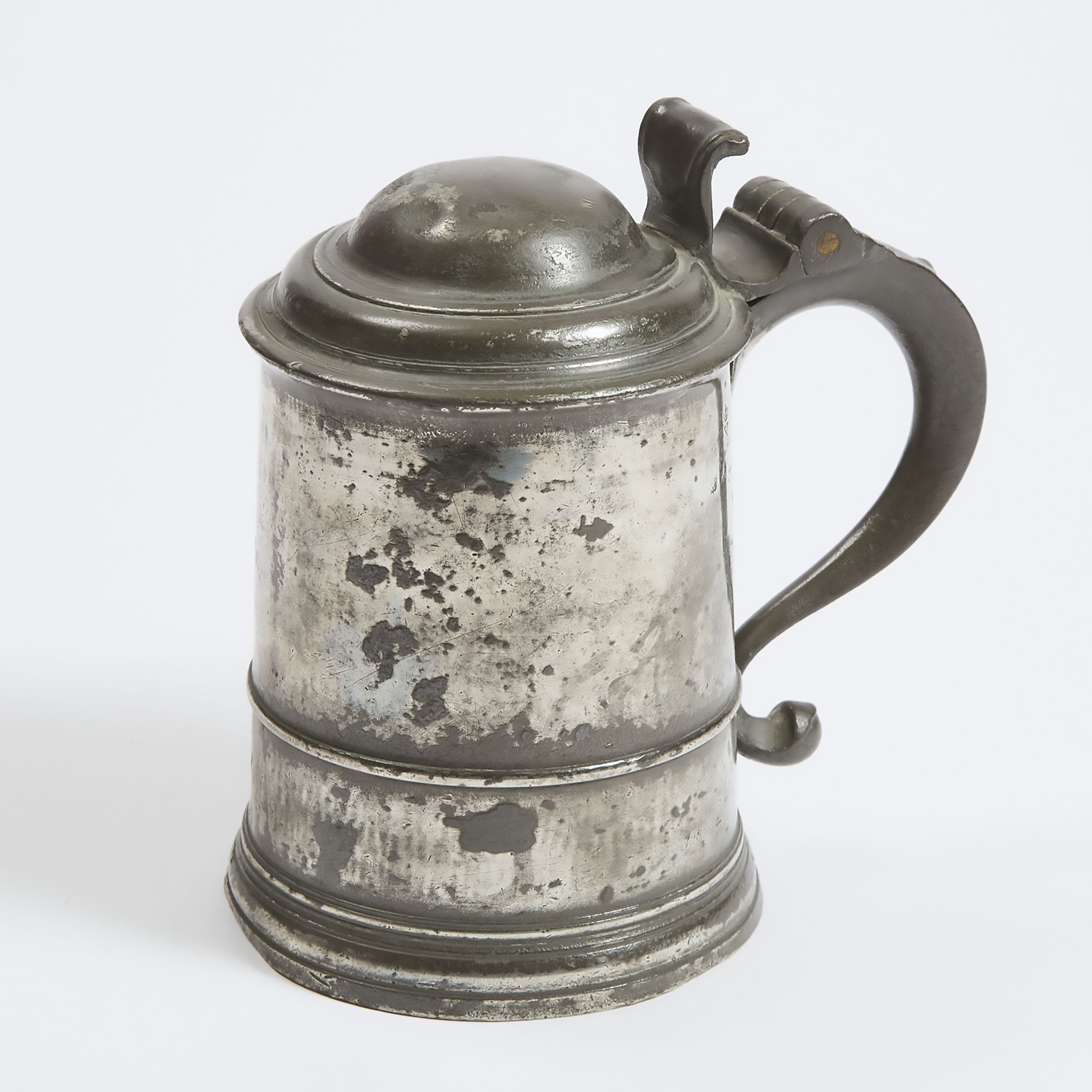 English Pewter Lidded Tankard,