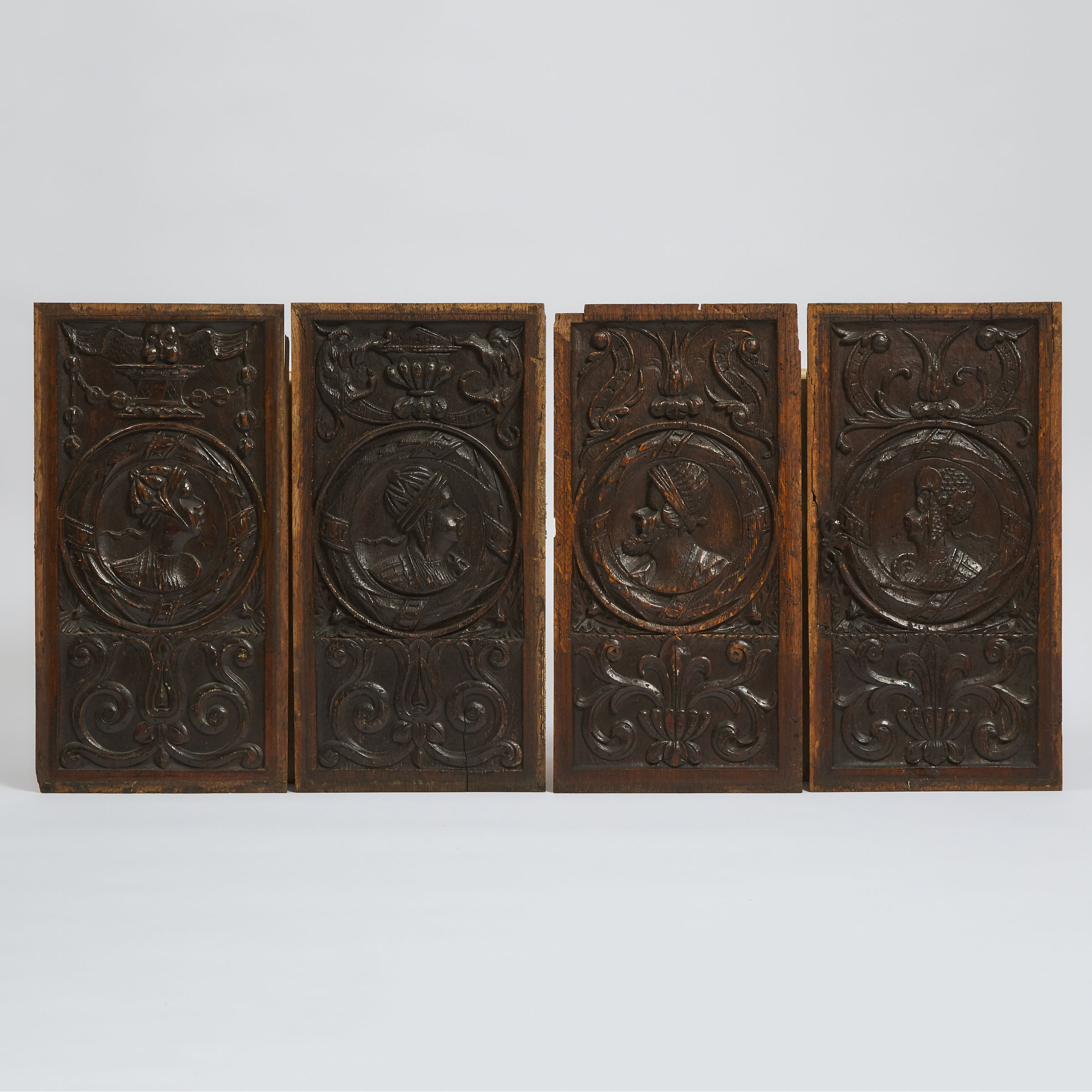 Matched Set of Four English Relief