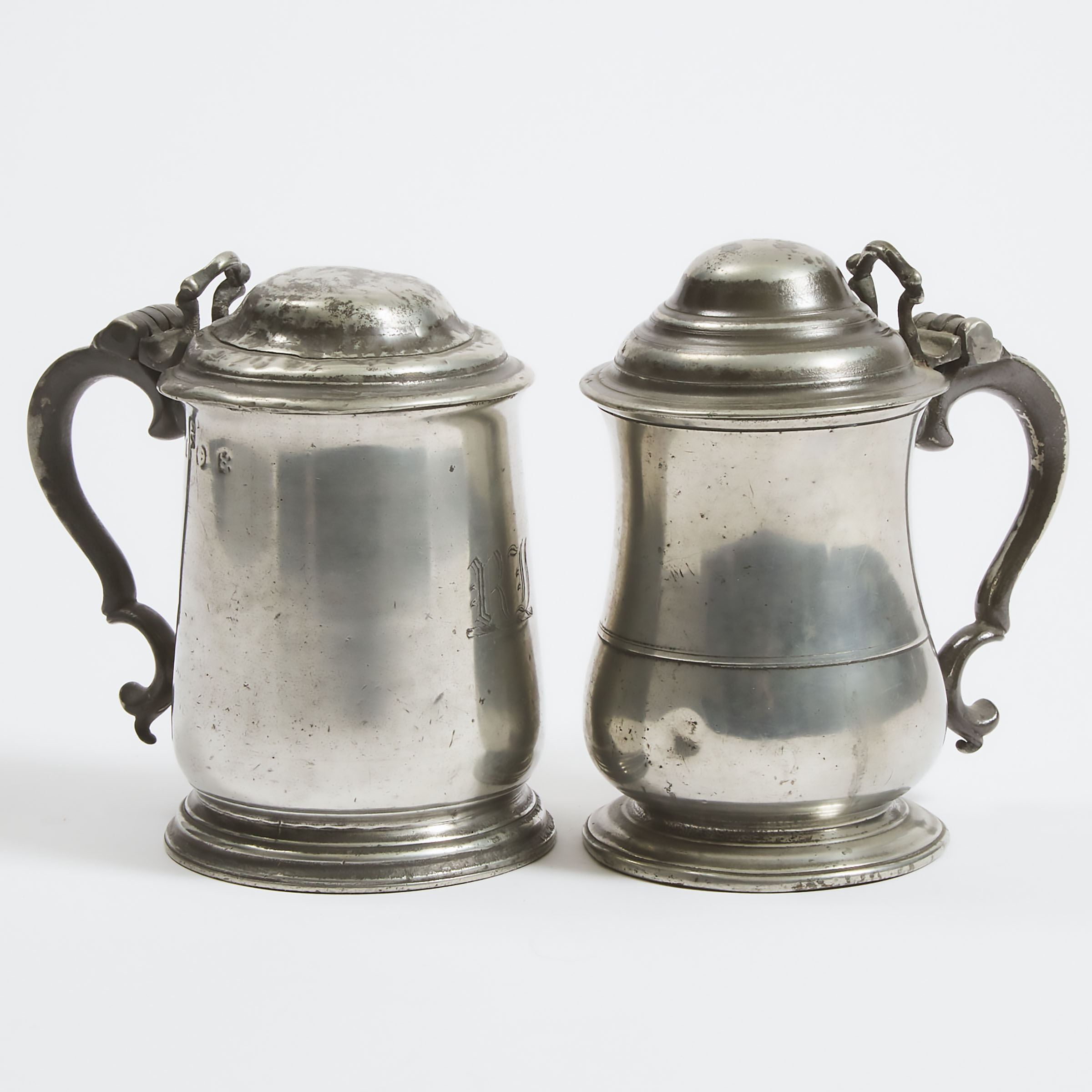 Two English Pewter Dome Lidded