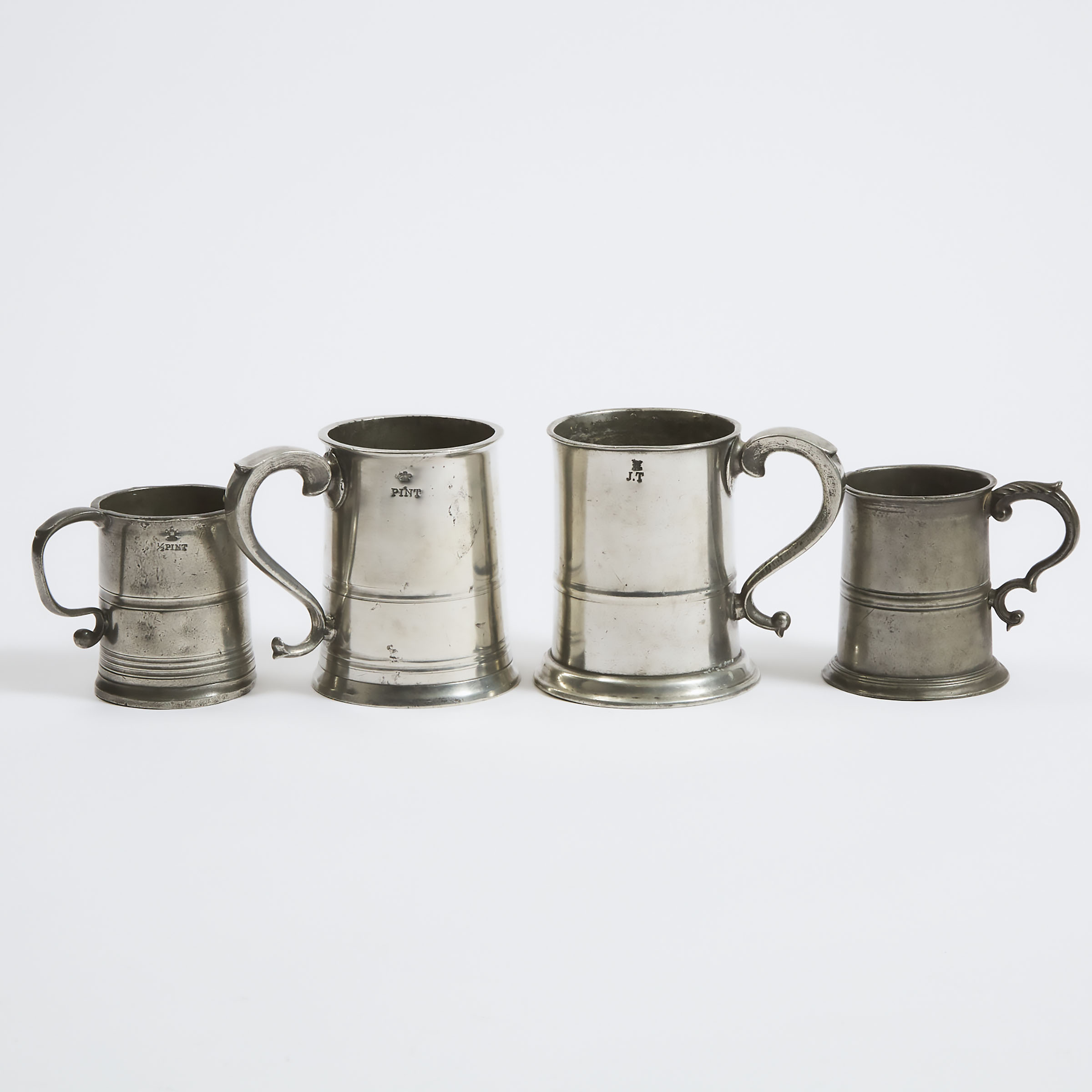 Four Scottish Pewter Mugs, 19th