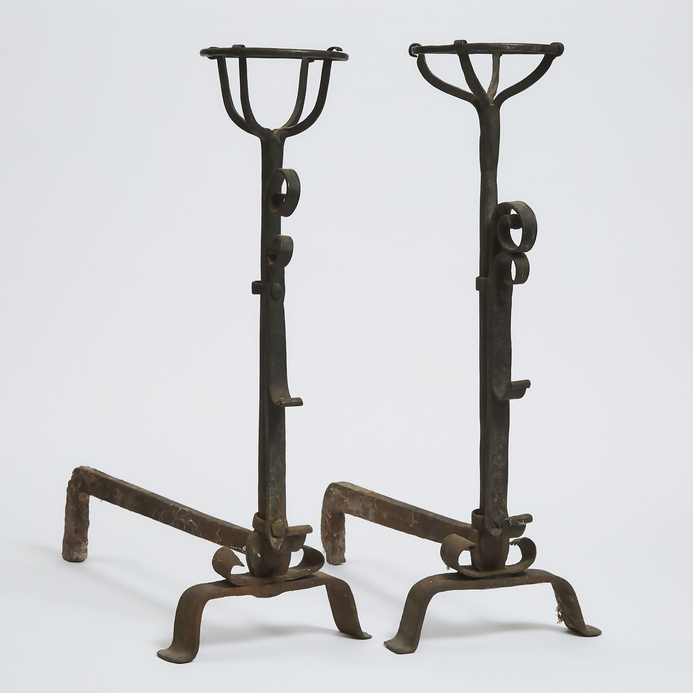 Matched Pair of Wrought Iron Basket