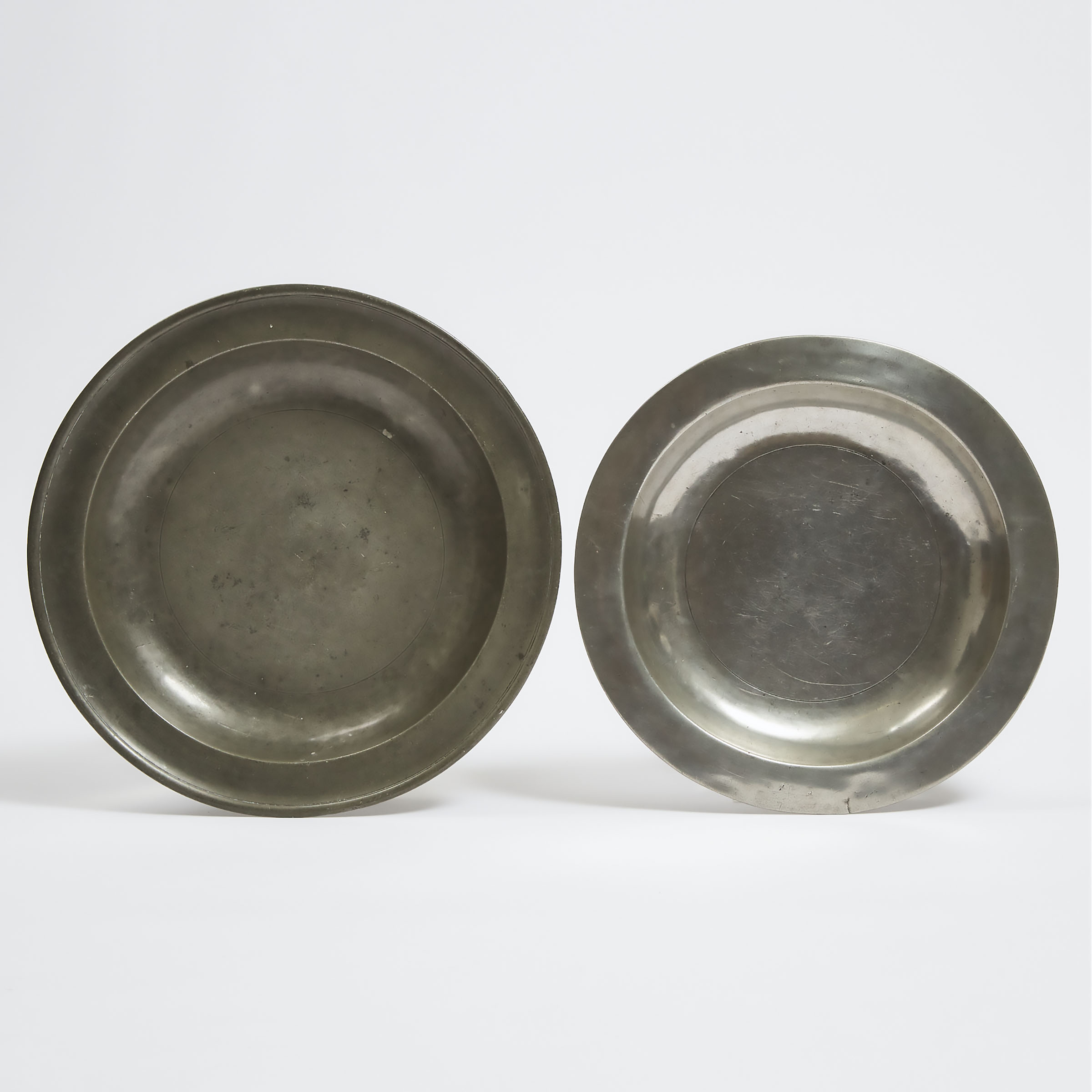 Two English Pewter Dishes, 17th